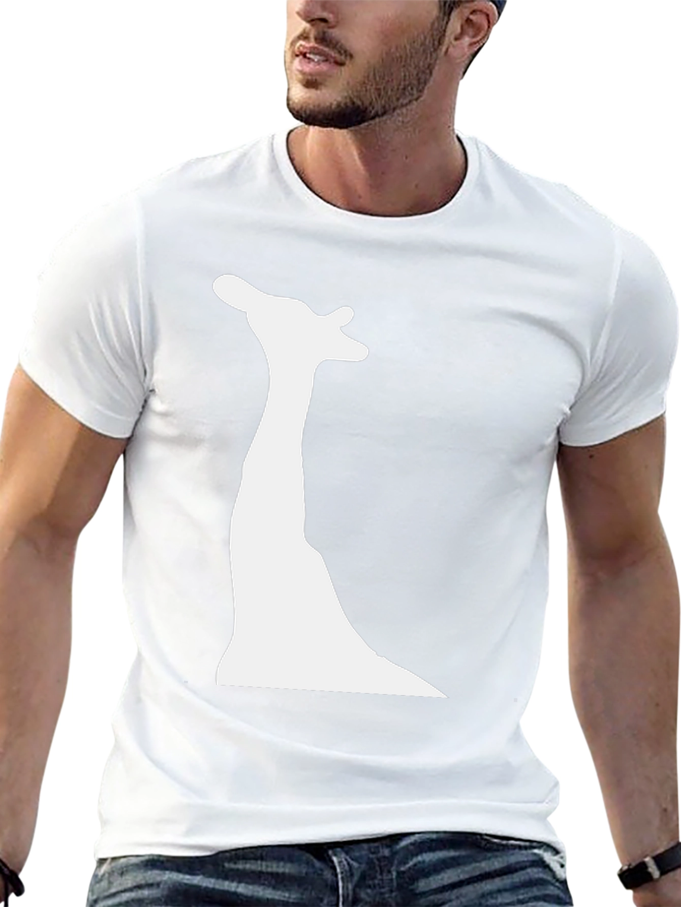 Modern Giraffe Silhouette Black Tee
