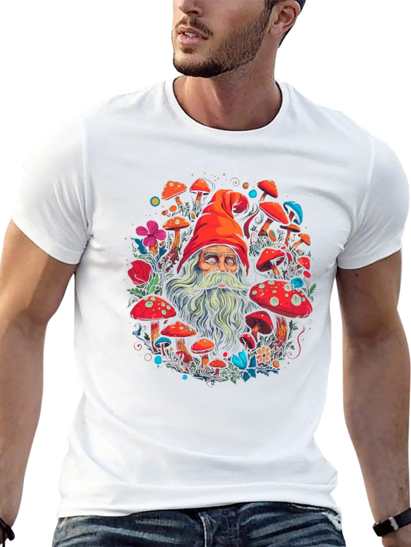 Psychedelic Mushroom Gnome Graphic Tee