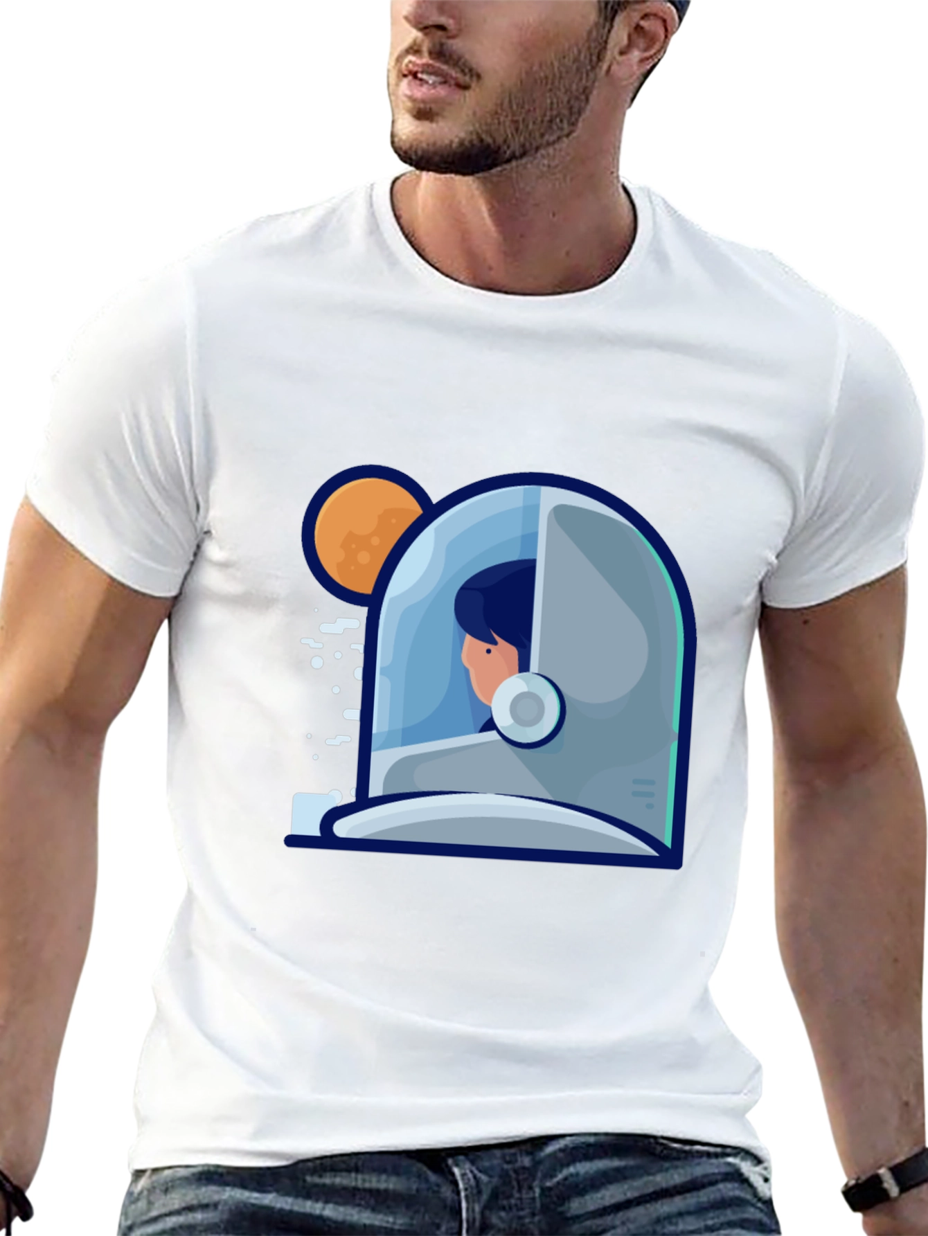 Astronaut Graphic Print Tee - Stylish Space Design
