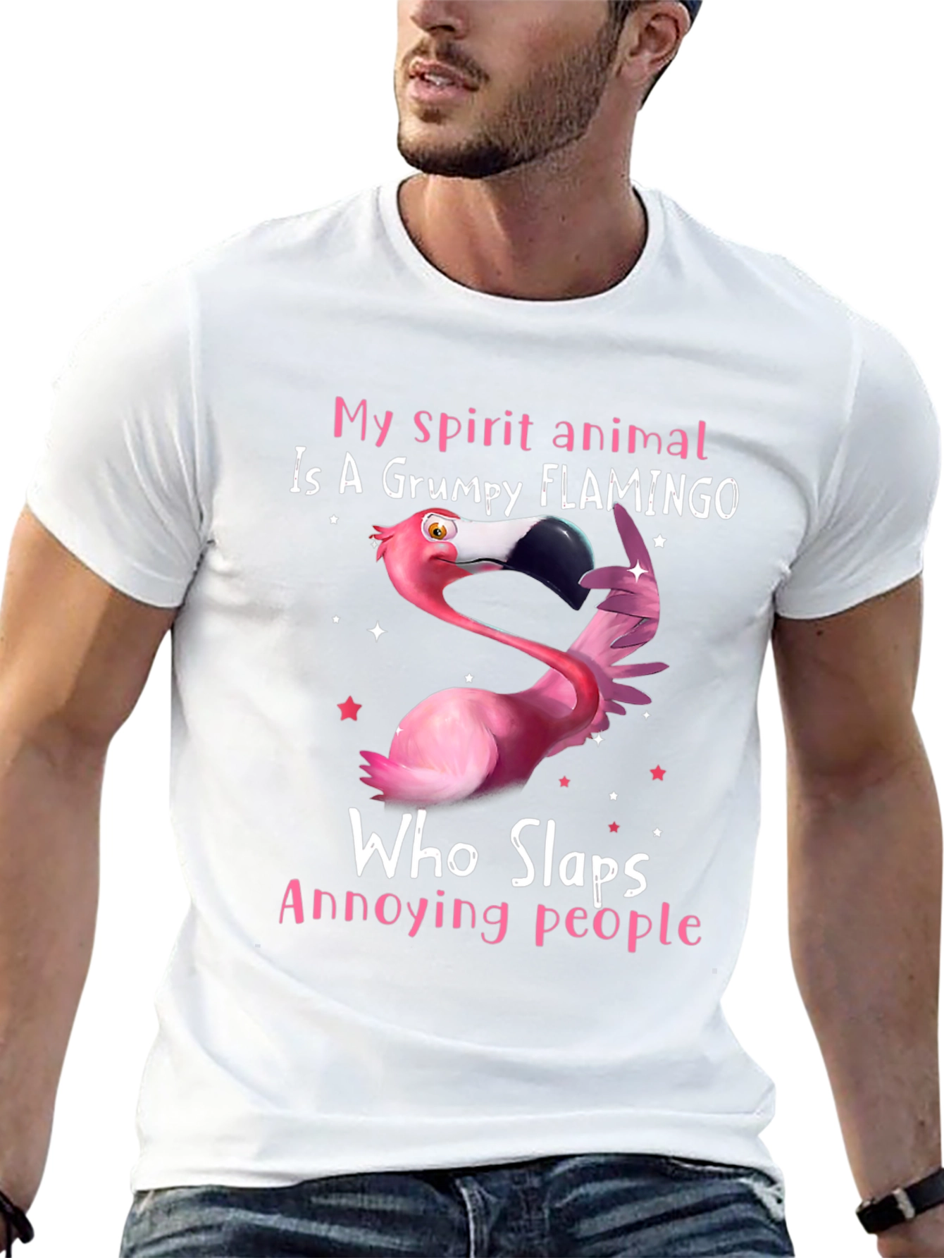 Grumpy Flamingo Slaps Annoying People T-Shirt