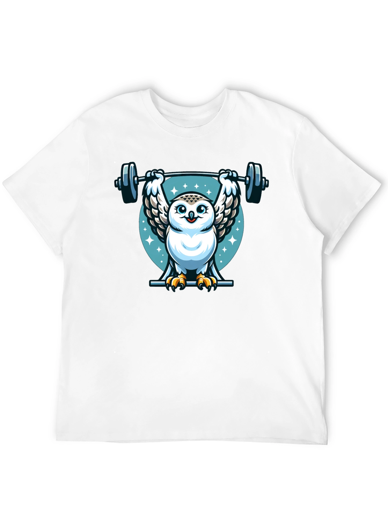 Owl Lifting Barbell Graphic Tee - Fitness Design