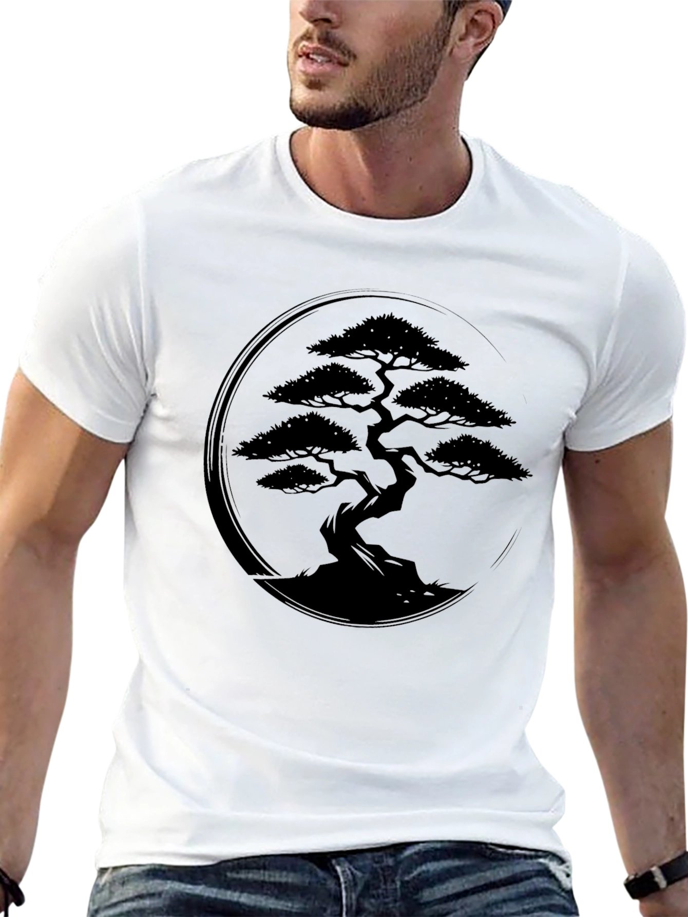 Bonsai Tree Graphic Tee - Zen Style Black T-Shirt