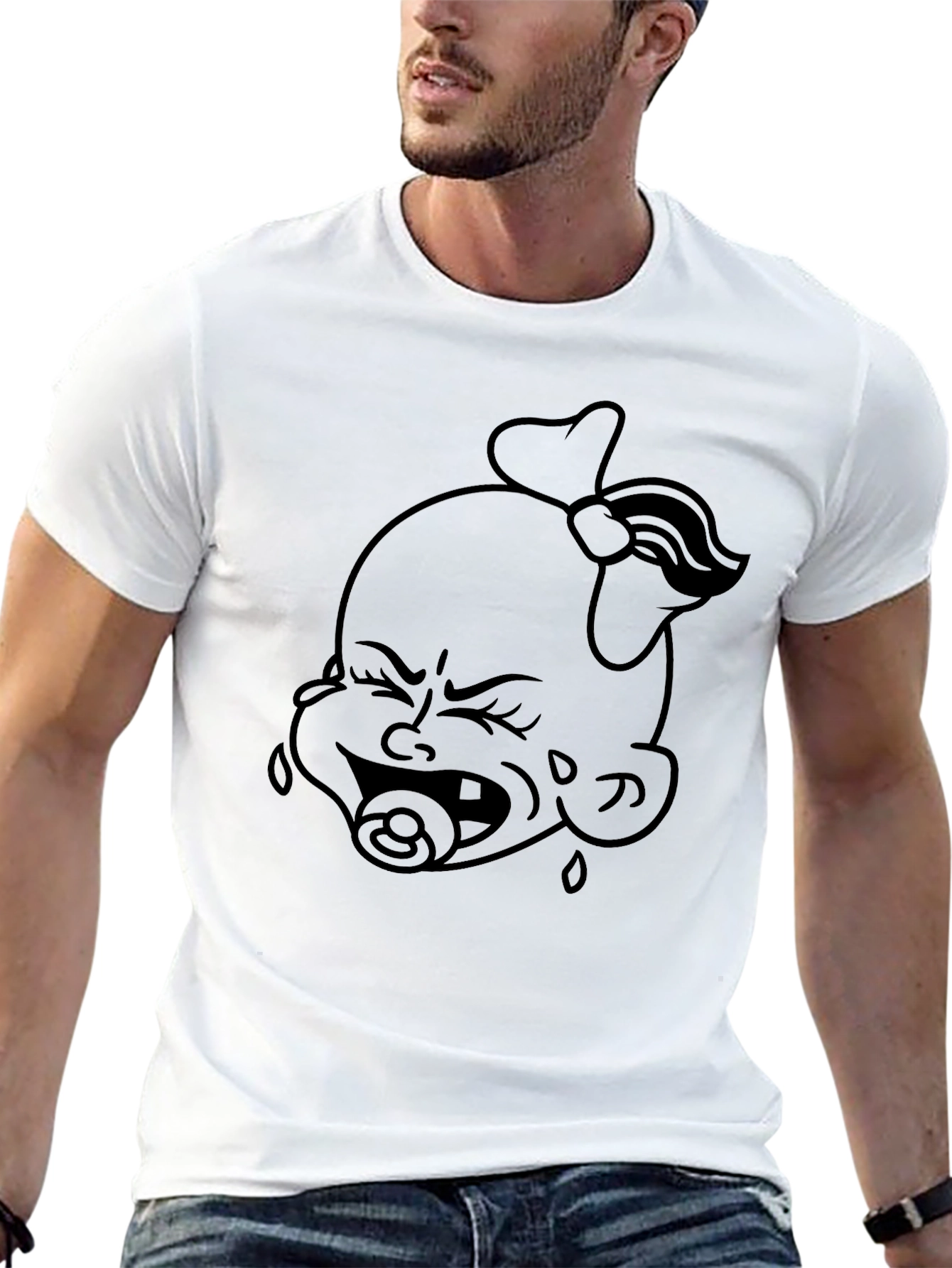 Funny Crying Baby Graphic Tee - Black Unisex T-Shirt