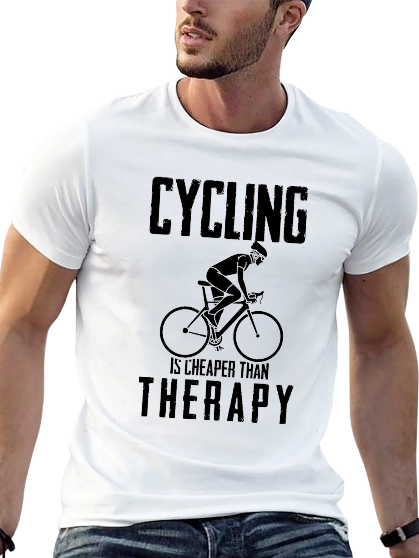 Cycling is Cheaper Than Therapy Graphic Tee