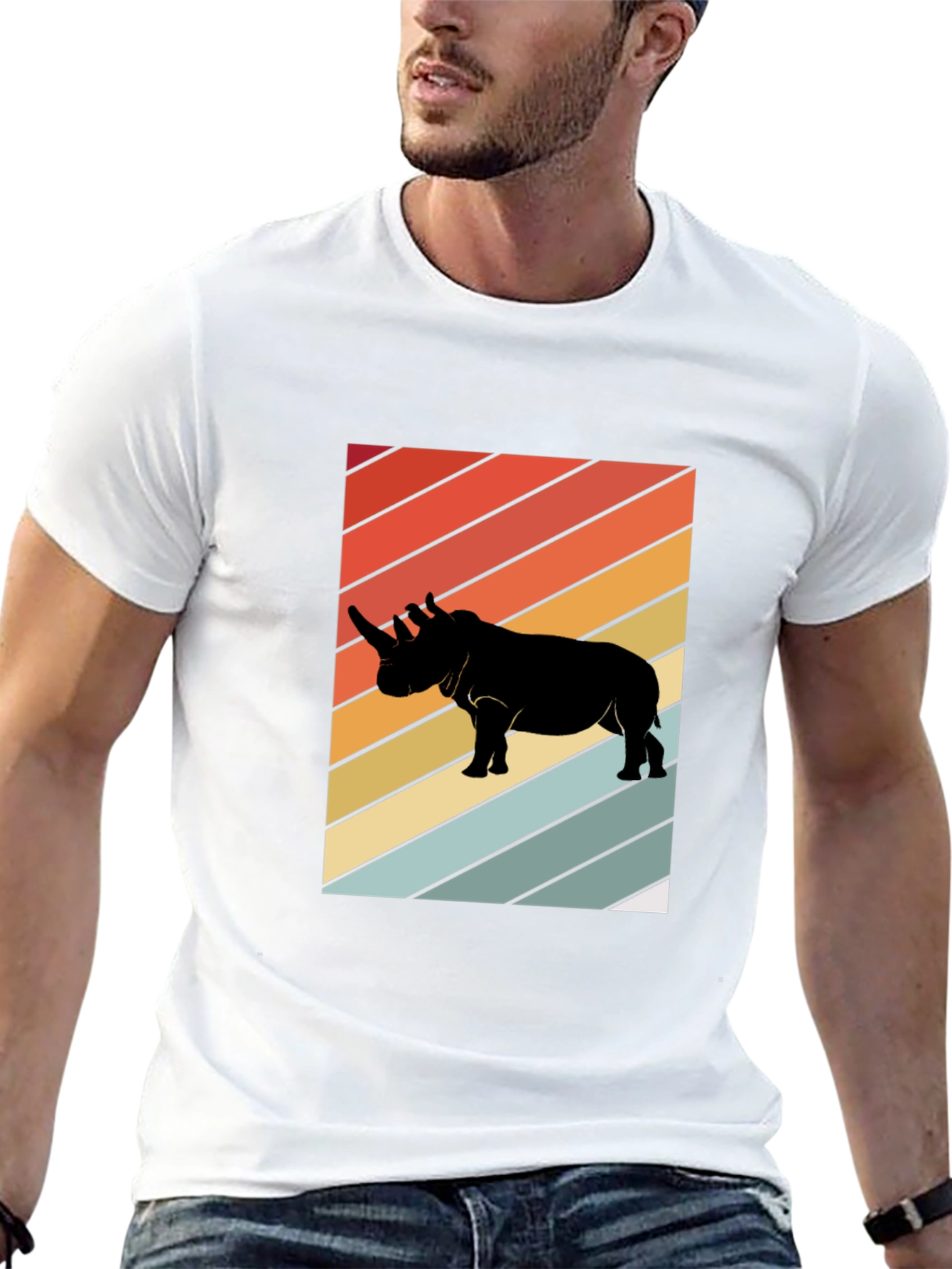 Retro Rhino T-Shirt - Black