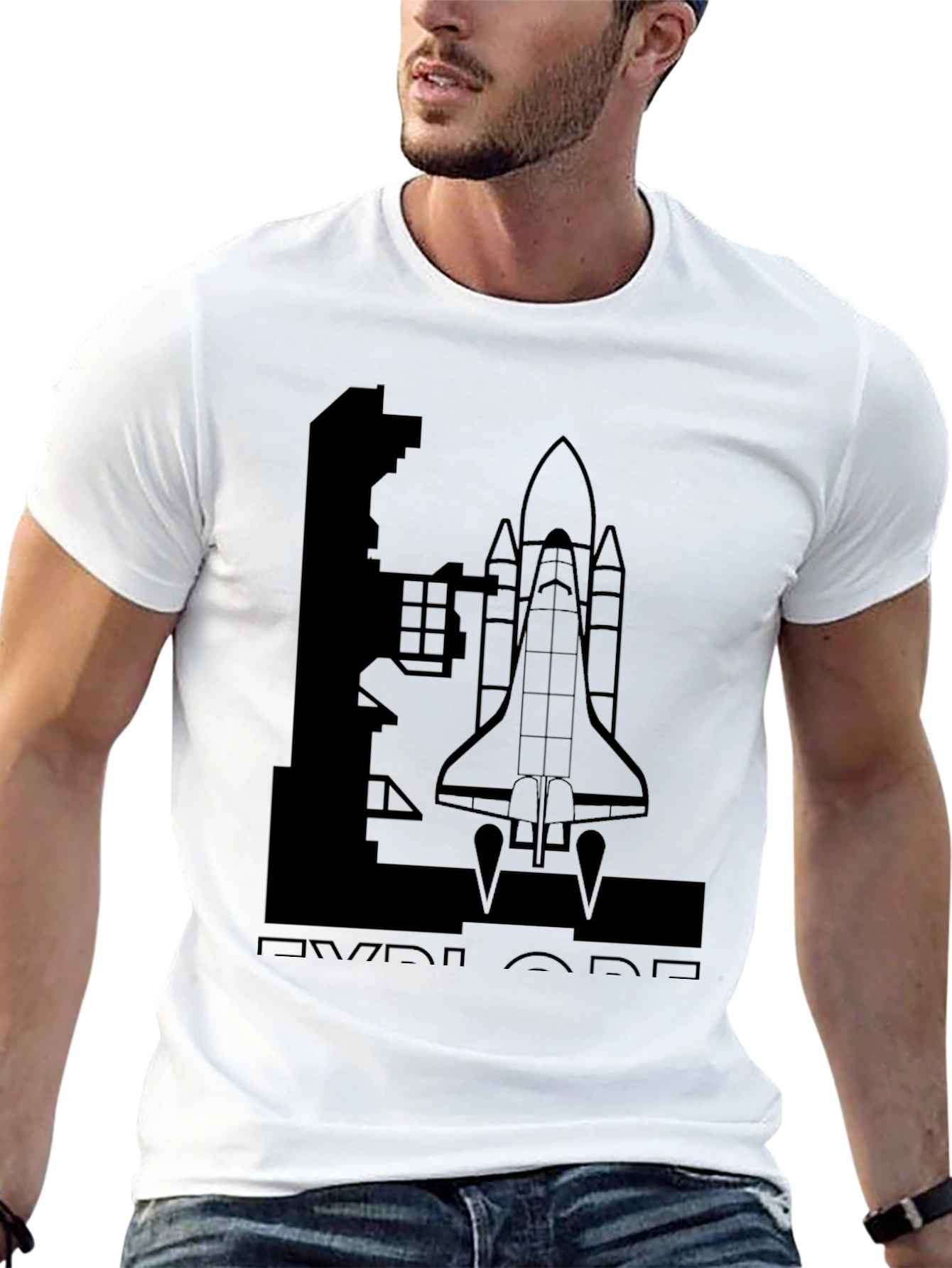 Explore Space Shuttle T-Shirt - Black Graphic Tee