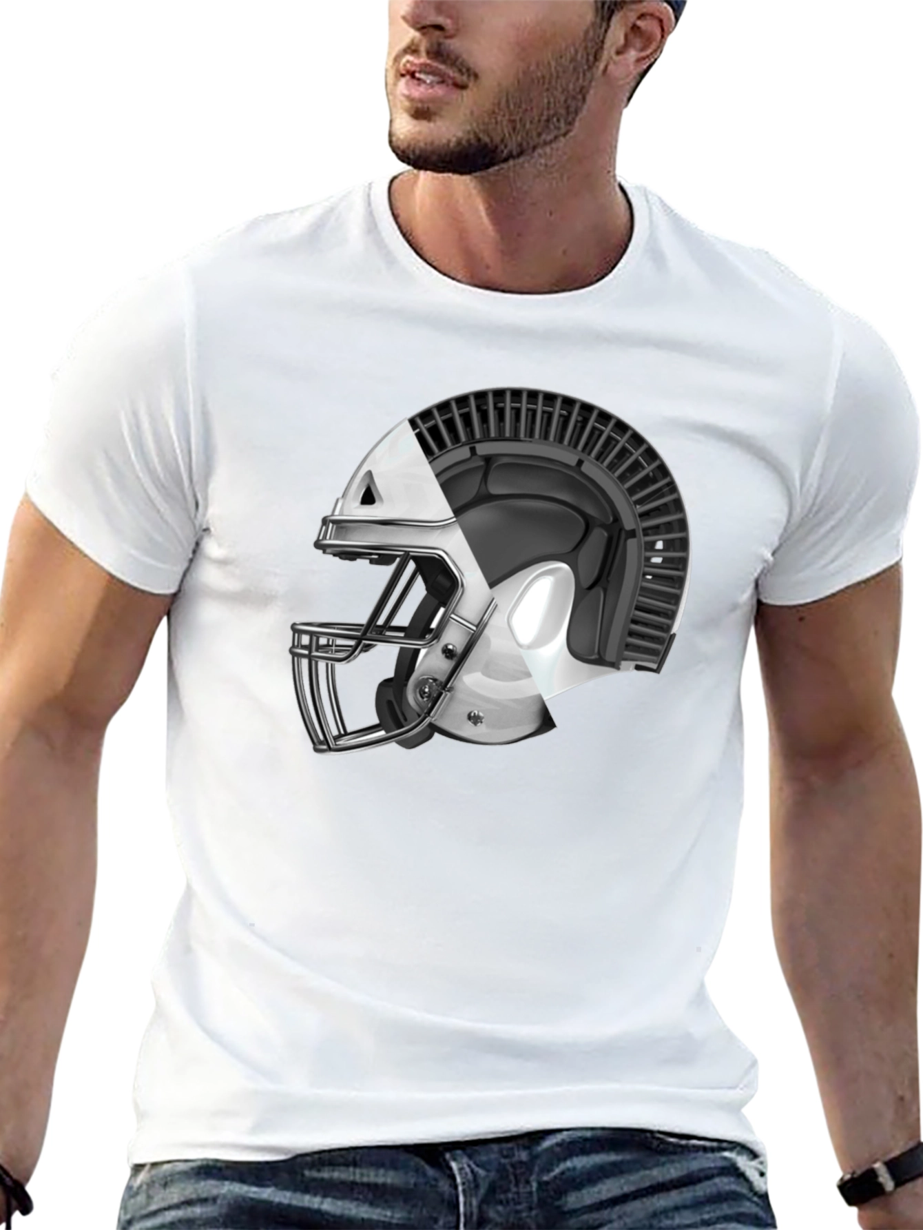 Spartan Helmet Graphic Tee - Black Cotton T-Shirt