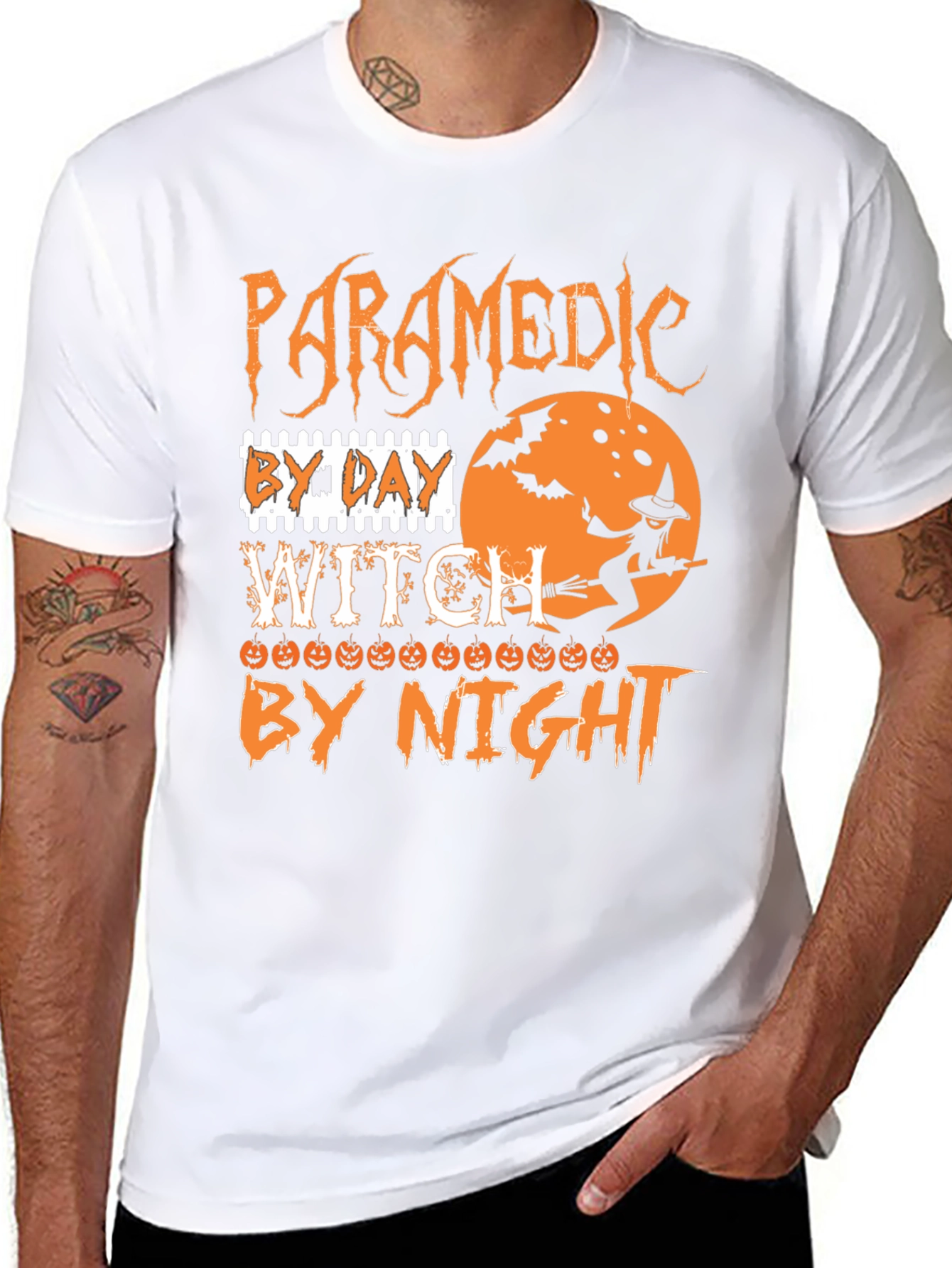 Paramedic By Day Witch By Night Halloween T-Shirt