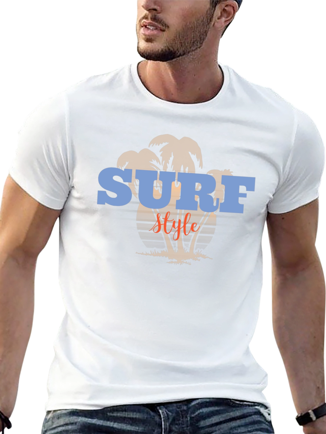Surf Style Graphic Tee - Black Cotton T-Shirt