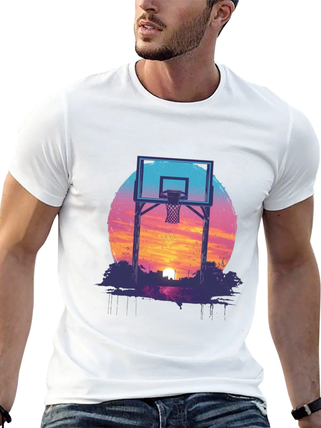 Sunset Basketball T-Shirt - Graphic Tee