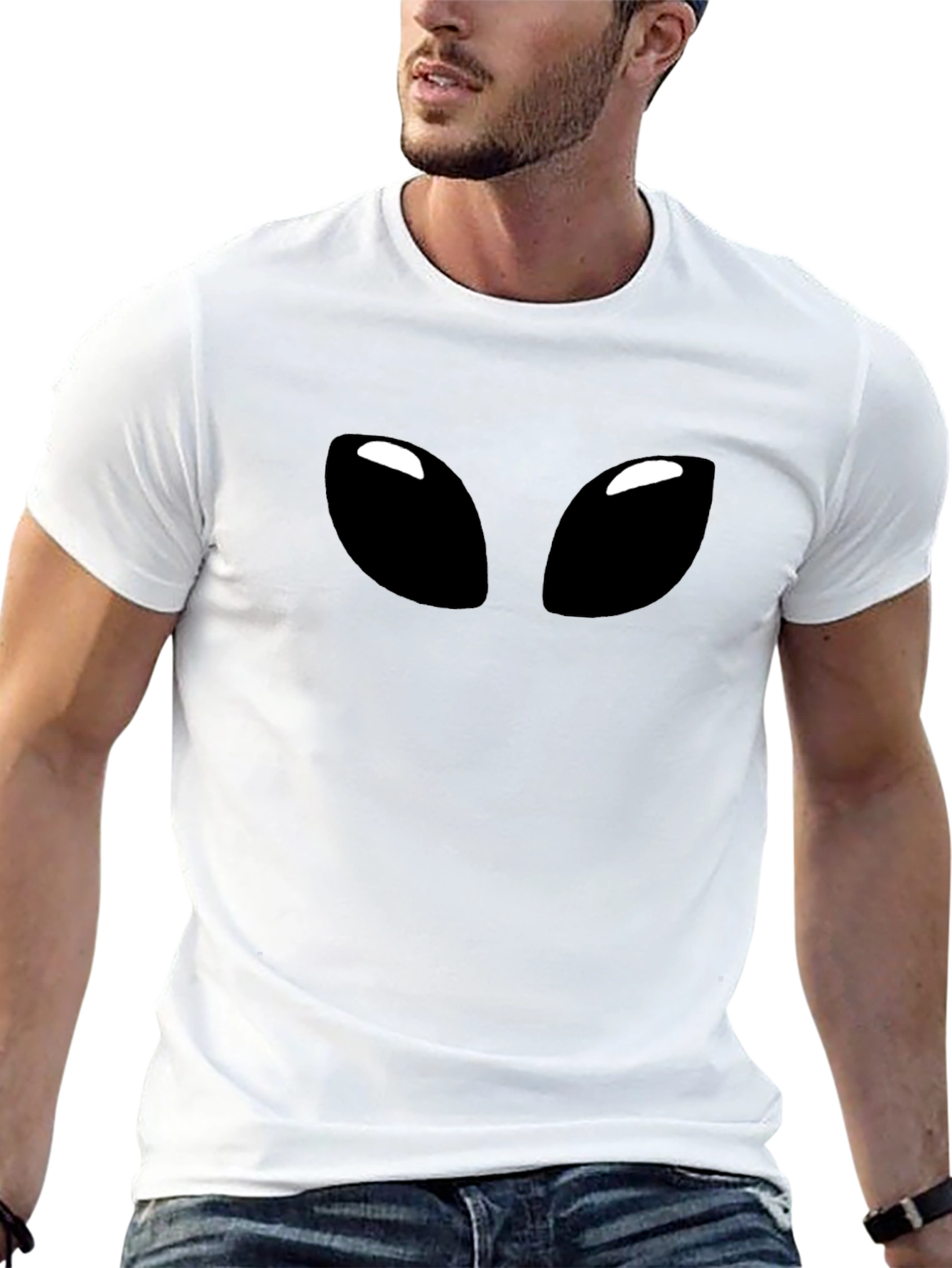 Alien Eyes Graphic Tee - Black Casual T-Shirt