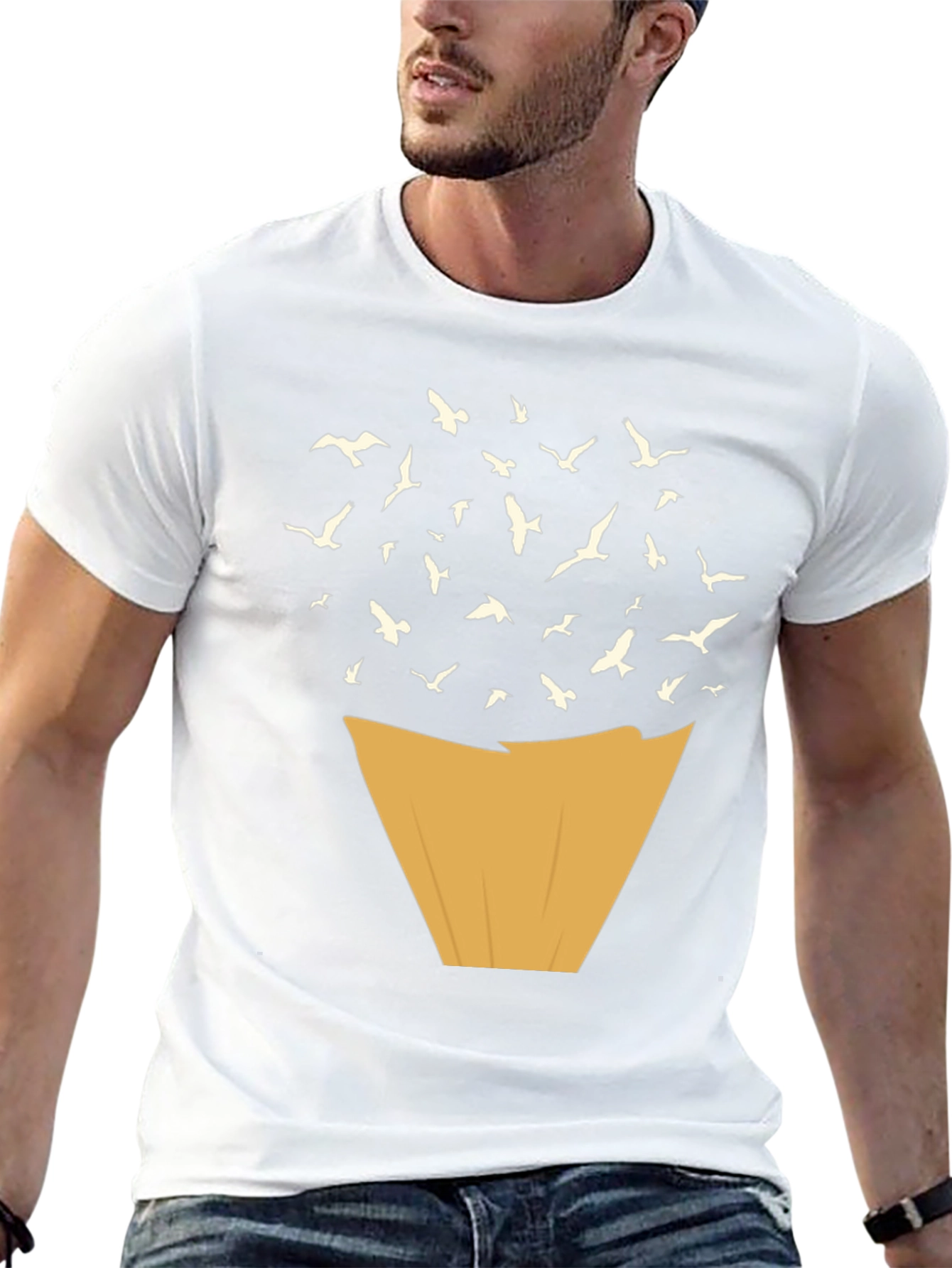 Abstract Bird Release Black T-Shirt