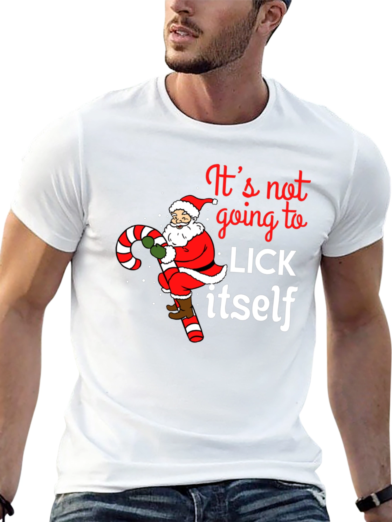Funny Christmas Santa Candy Cane T-Shirt