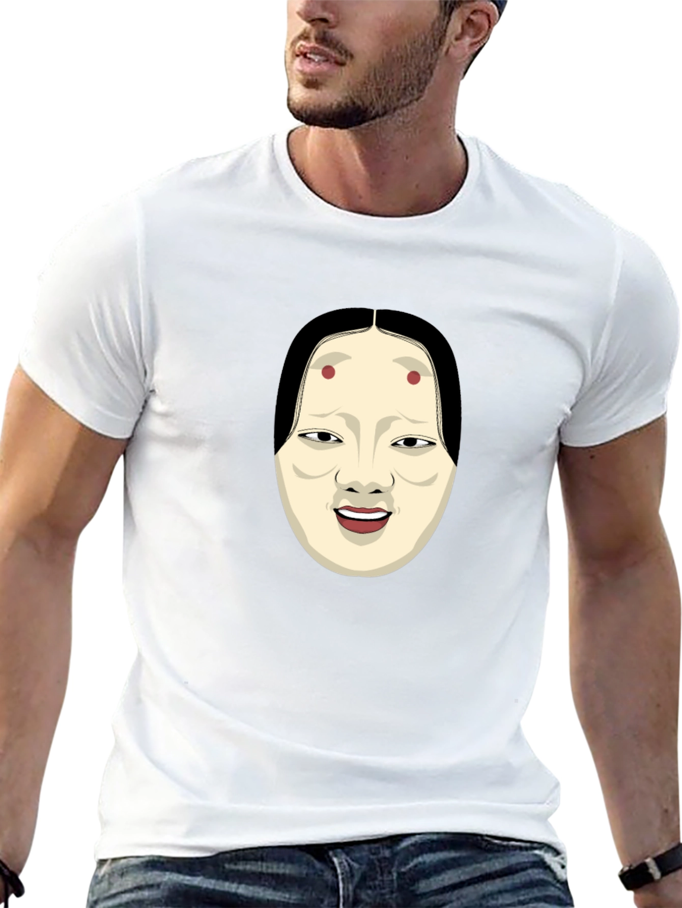 Kabuki Mask Graphic Tee - Unique Japanese Art Shirt