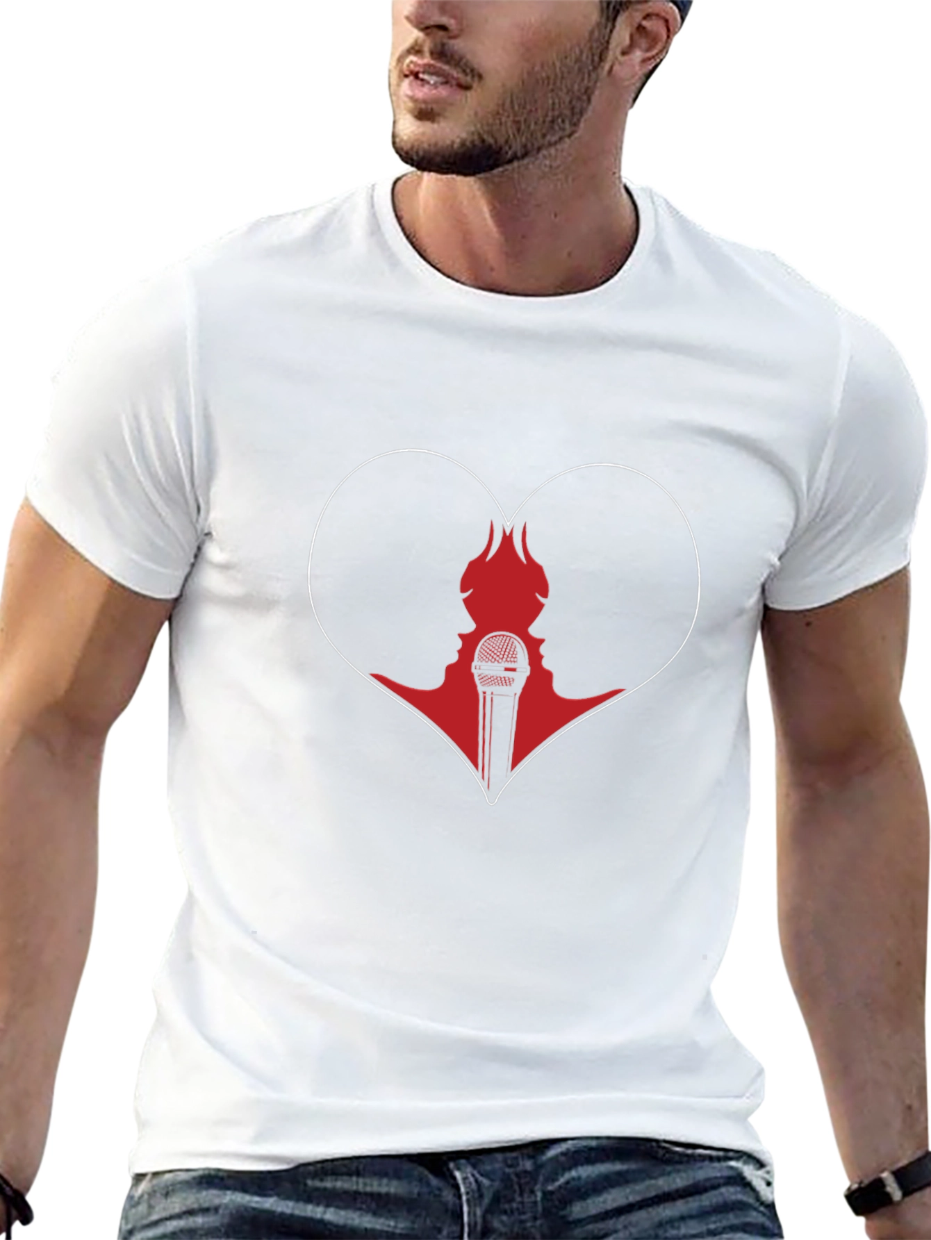 Heart & Microphone Graphic T-Shirt - Unisex