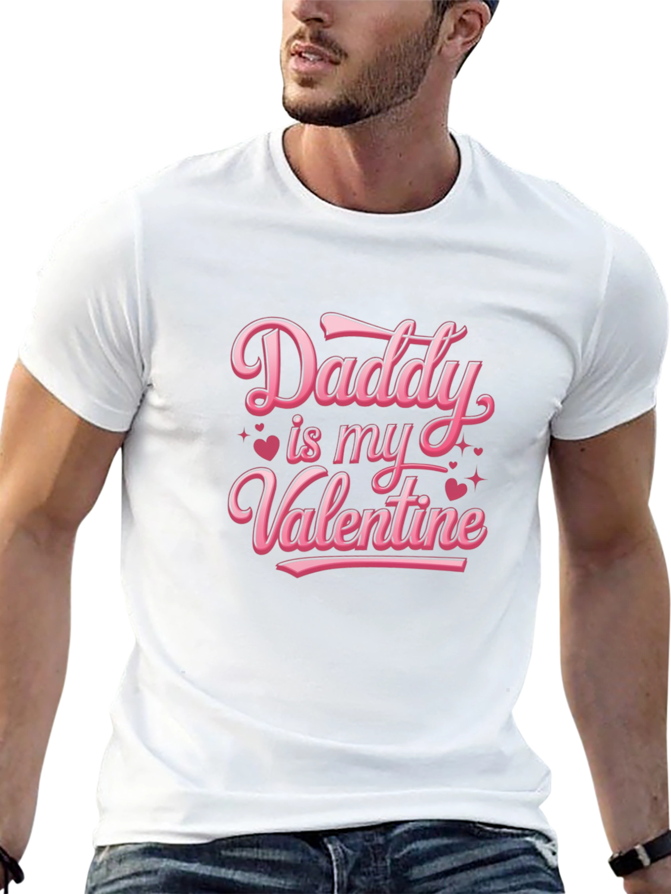 Daddy is My Valentine Black T-Shirt