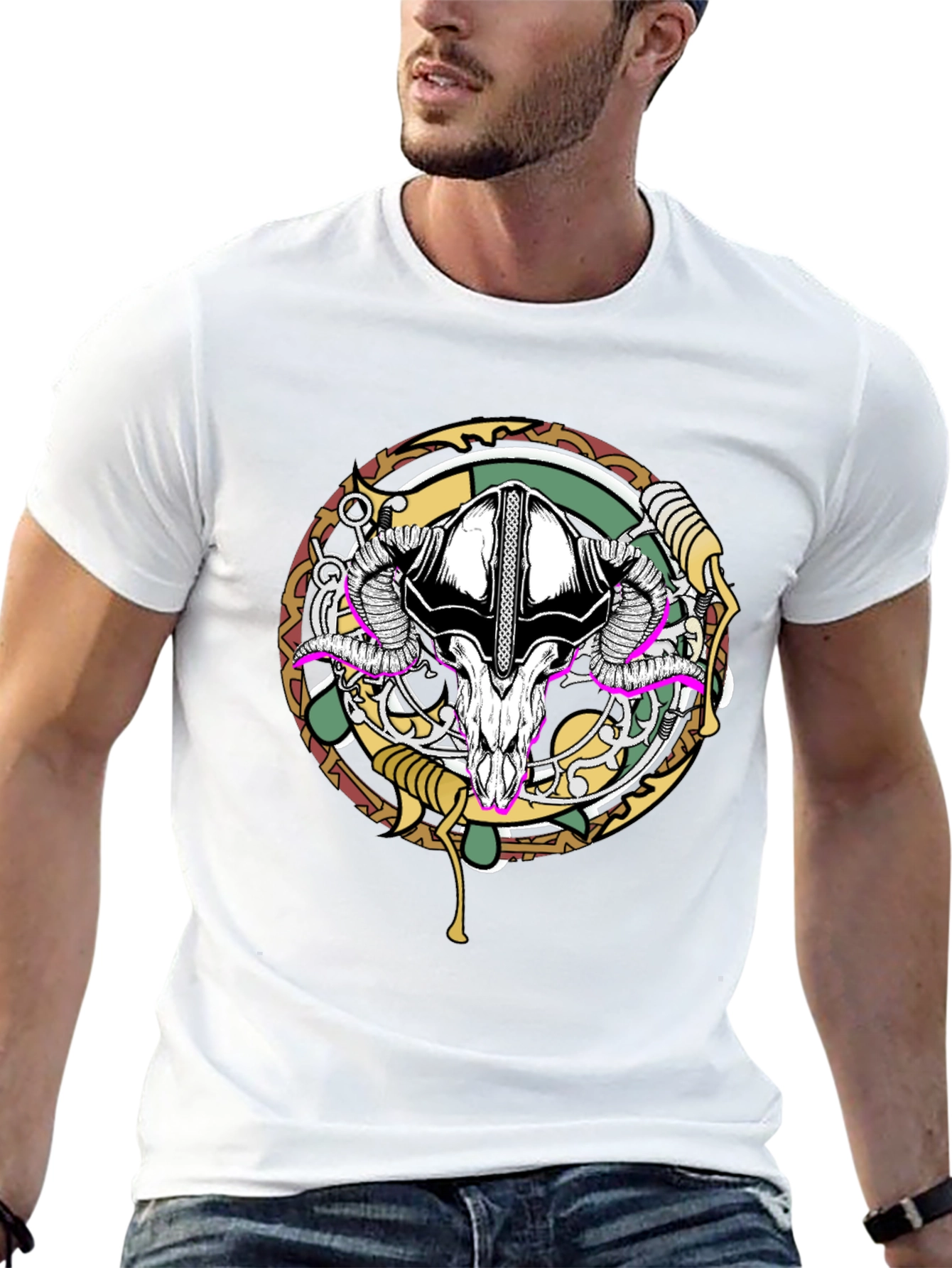 Ram Skull Graphic Tee - Unique Design