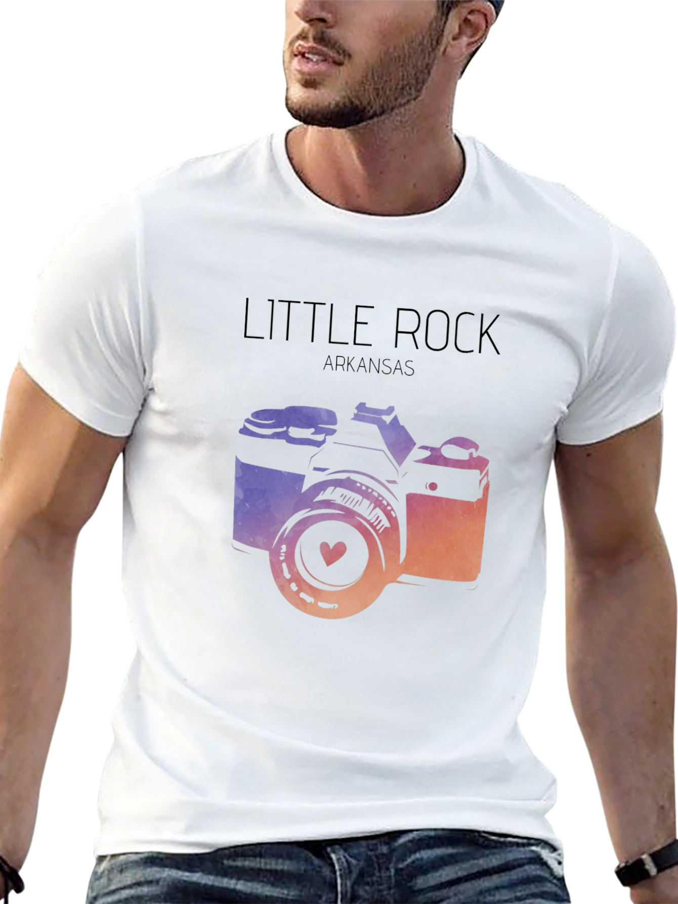 Little Rock Arkansas Camera Graphic T-Shirt