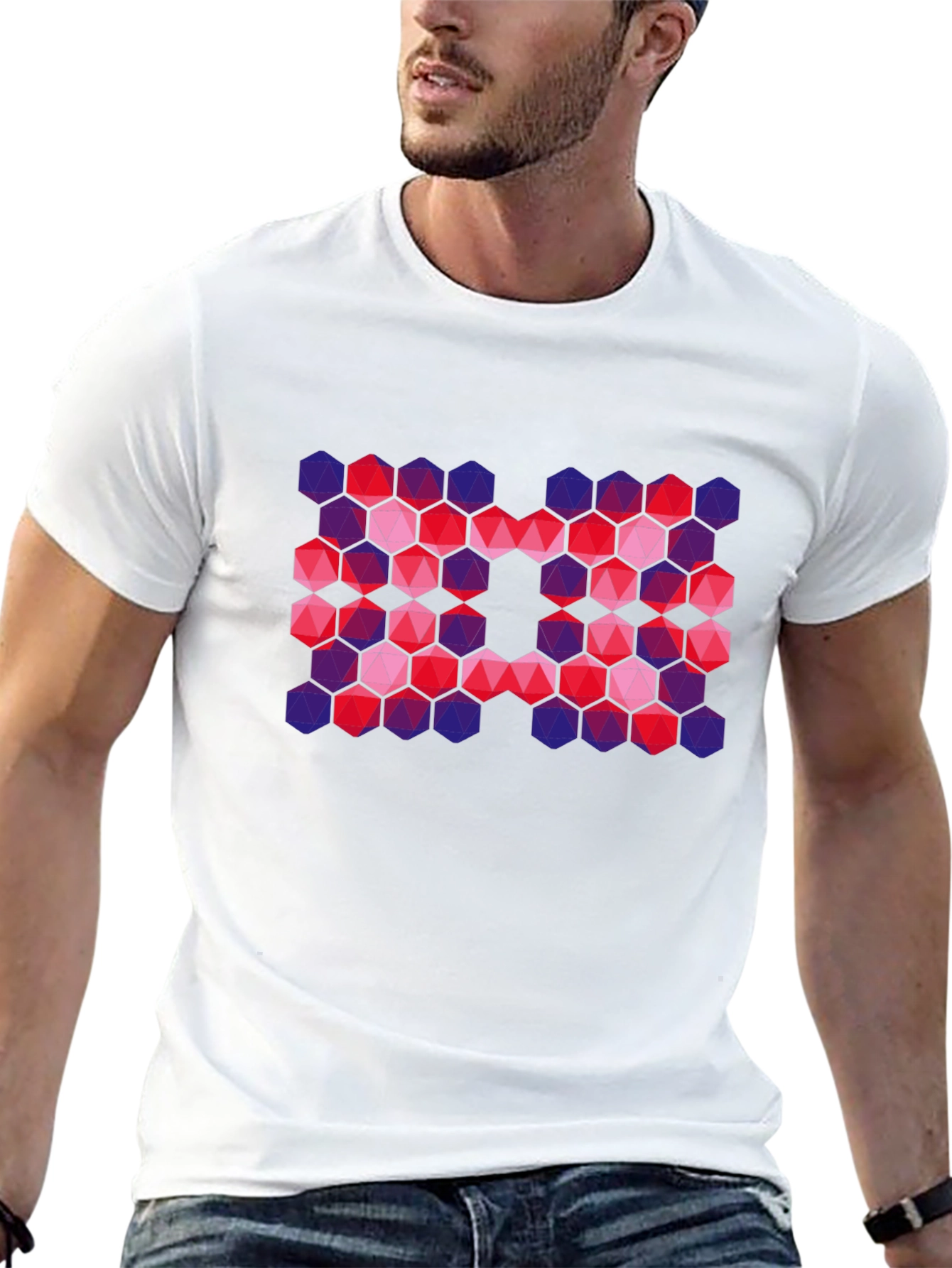 Geometric Hexagon Pattern Graphic T-Shirt