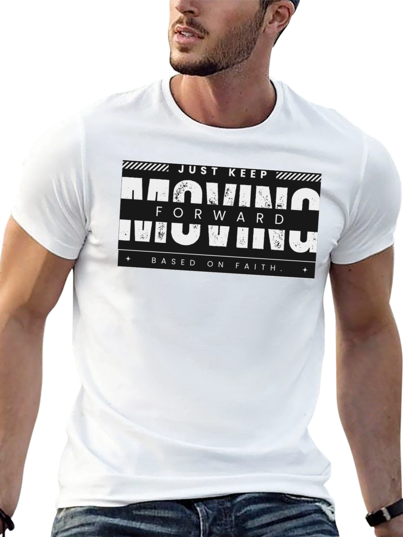 Just Keep Moving Forward Black Graphic Tee