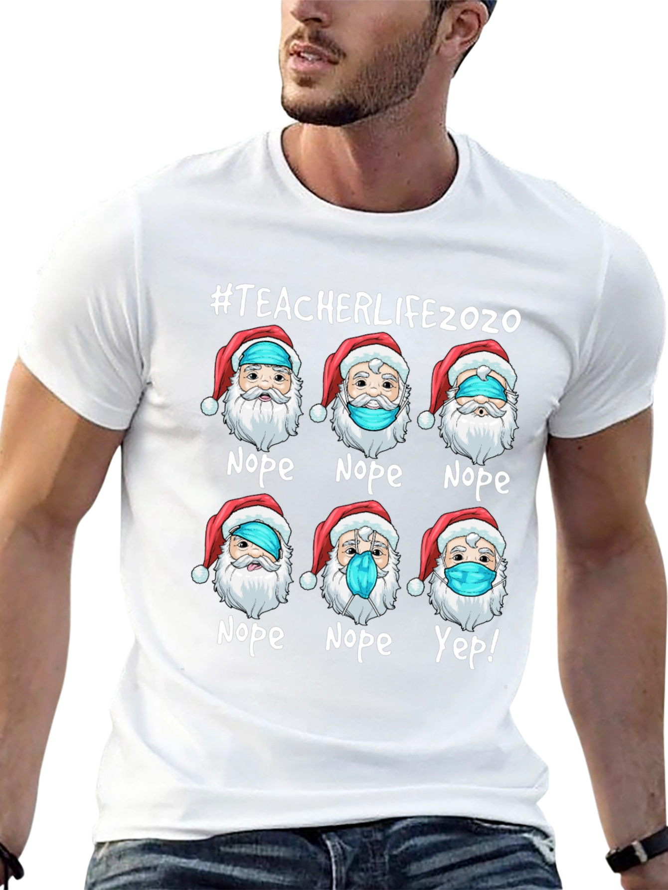 #TeacherLife2020 Santa Nope Yep T-Shirt