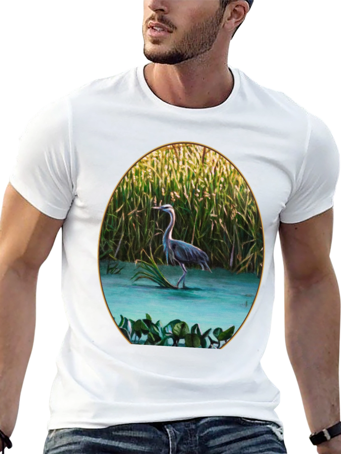 Heron in Marsh Graphic Tee - Black