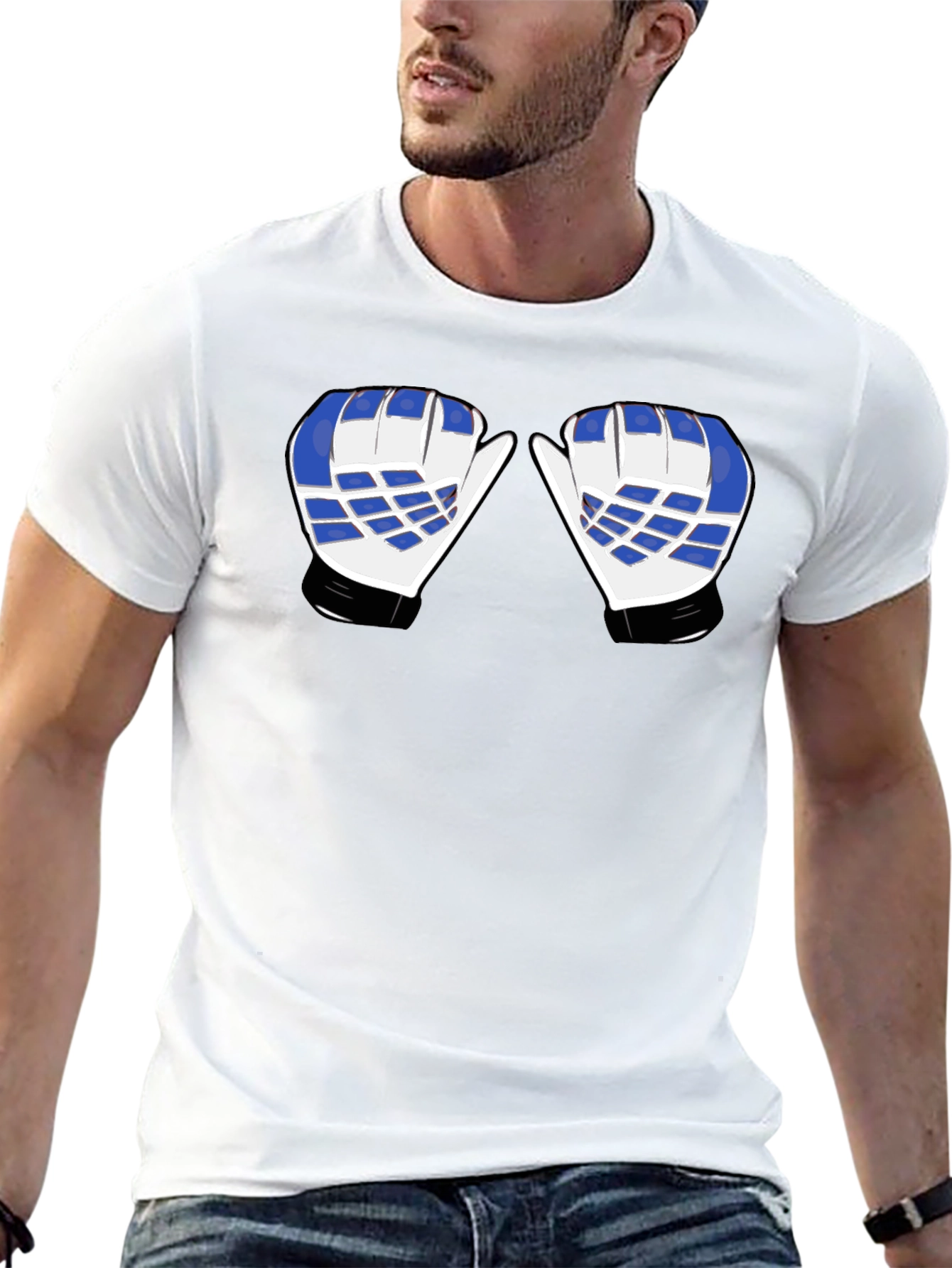 Hockey Goalie Mittens Graphic Tee - Black Cotton
