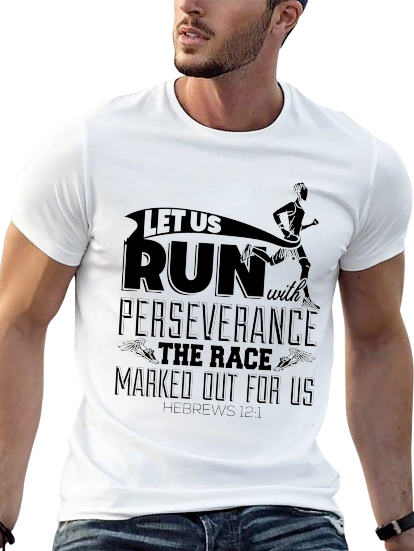 Motivational Run T-Shirt Perseverance Hebrews 12:1