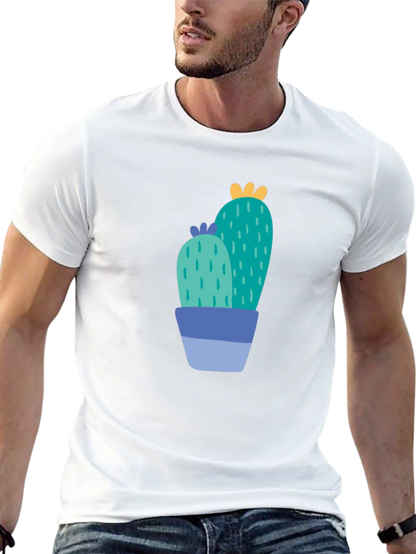 Cactus Graphic Print Black T-Shirt