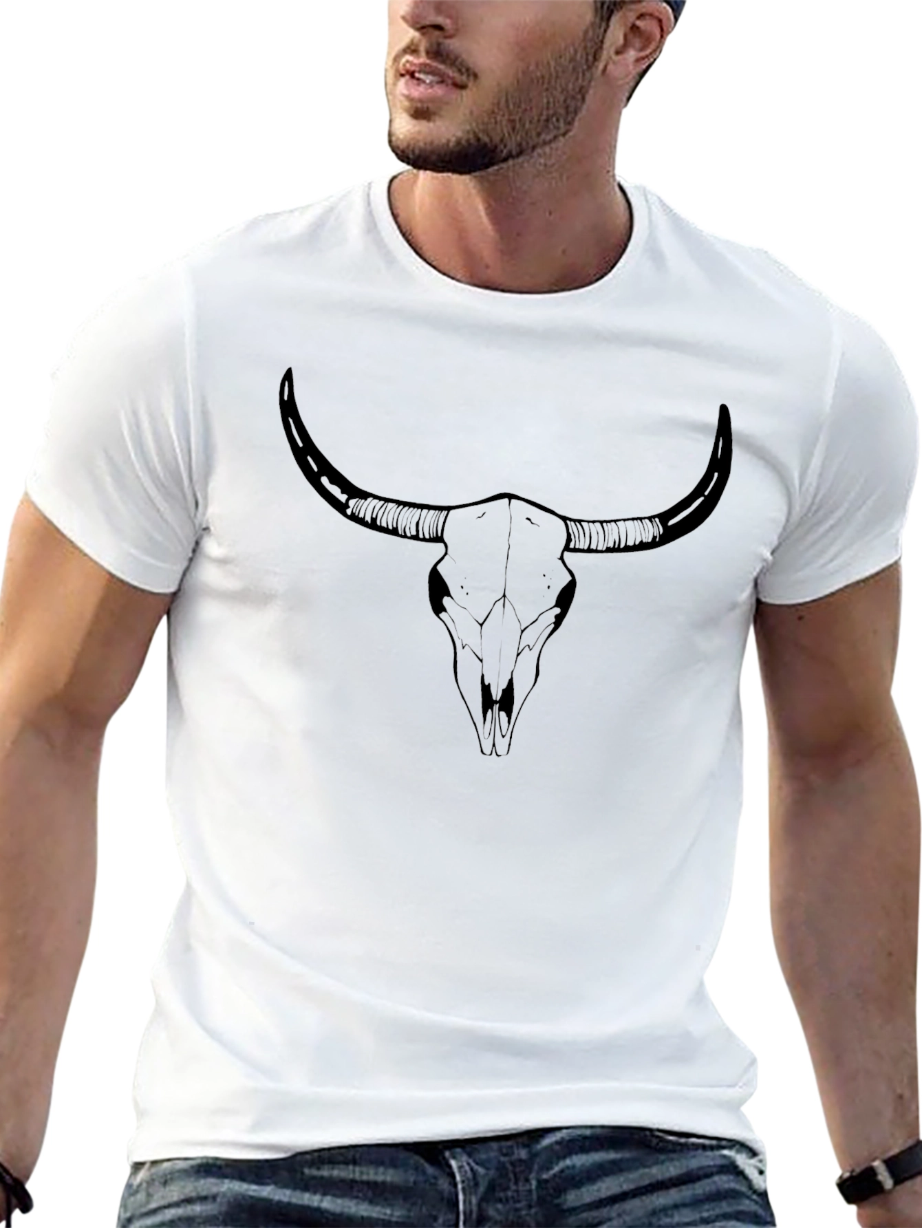 Longhorn Skull Graphic Black Tee