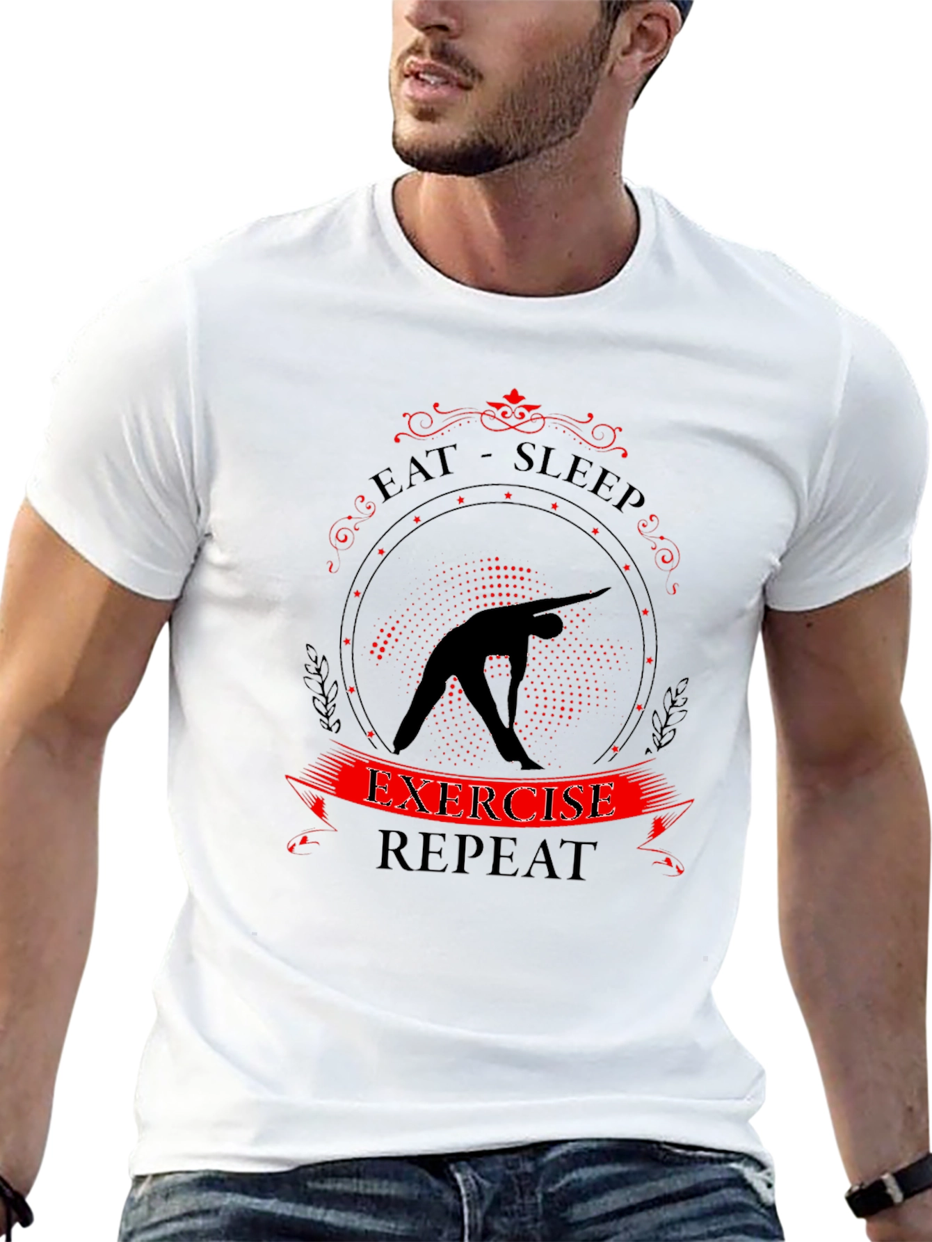 Eat Sleep Exercise Repeat Graphic T-Shirt