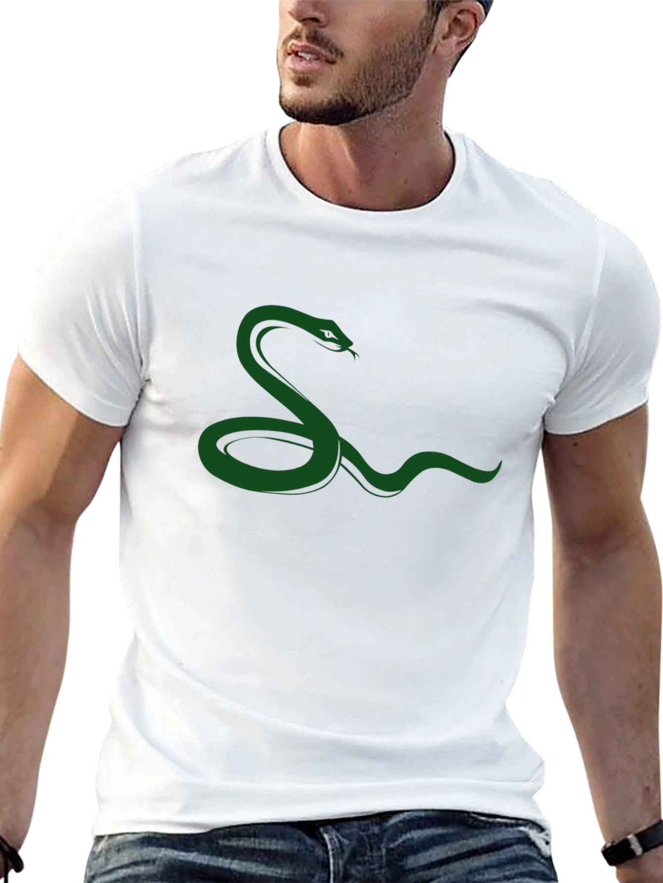 Green Snake Graphic Black T-Shirt