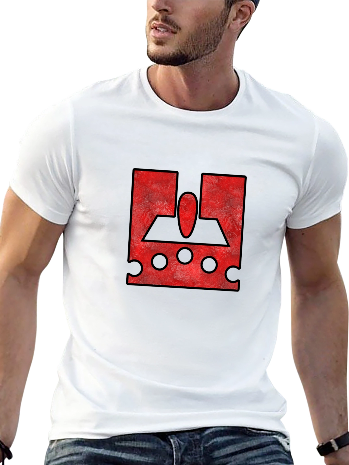Red Graphic Print Black T-Shirt