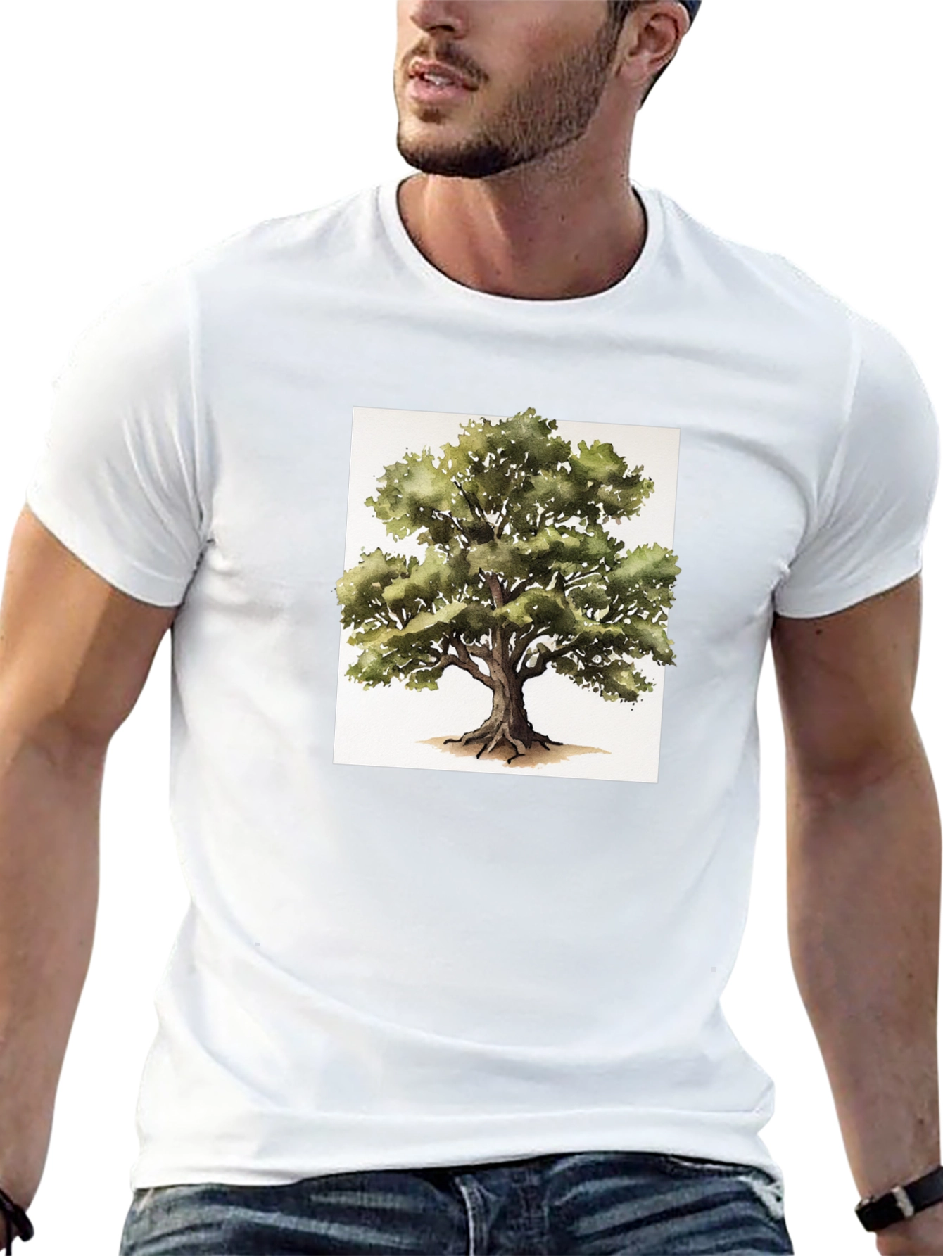 Nature Tree Graphic Tee - Soft Black Cotton Shirt