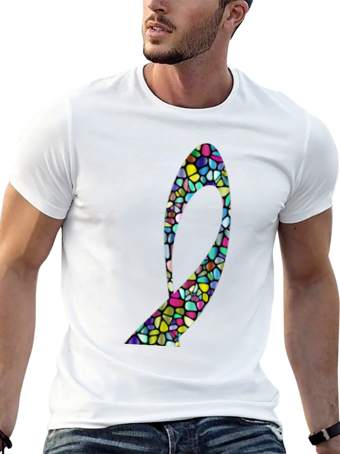 Mosaic Heel Black T-Shirt - Stylish Graphic Tee