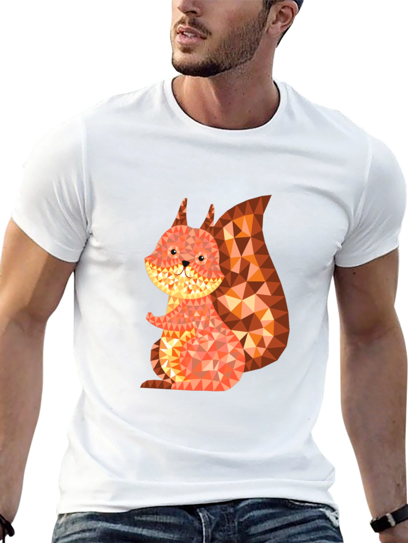 Geometric Squirrel Graphic Black Tee
