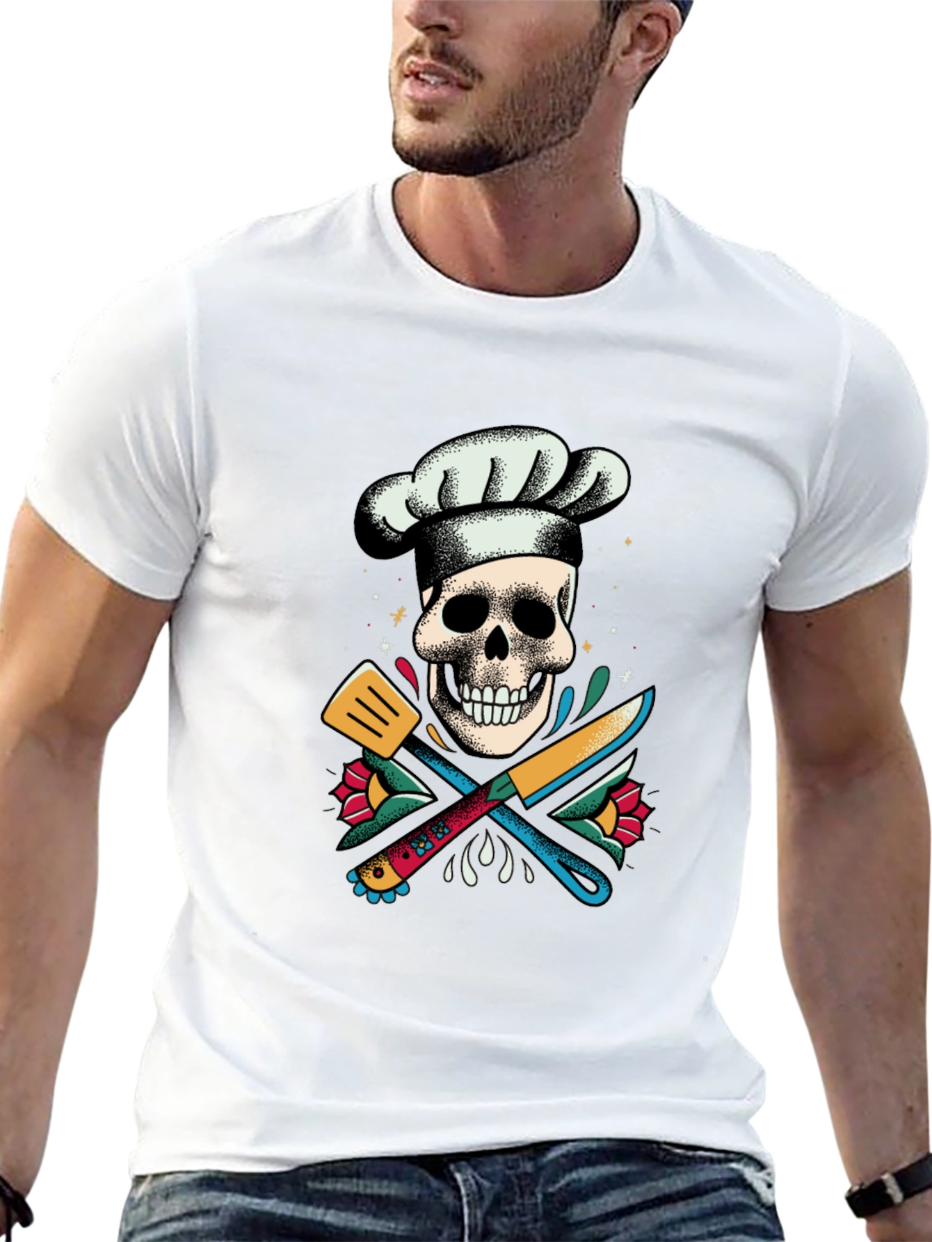 Chef Skull Graphic Tee - Culinary Art