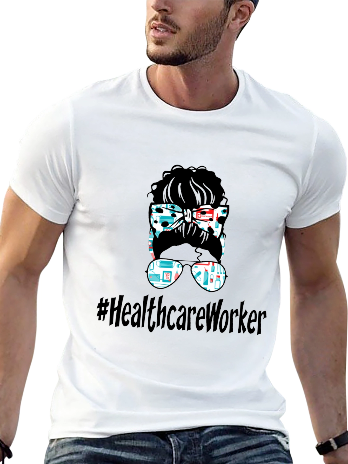 Healthcare Worker Messy Bun Graphic Tee