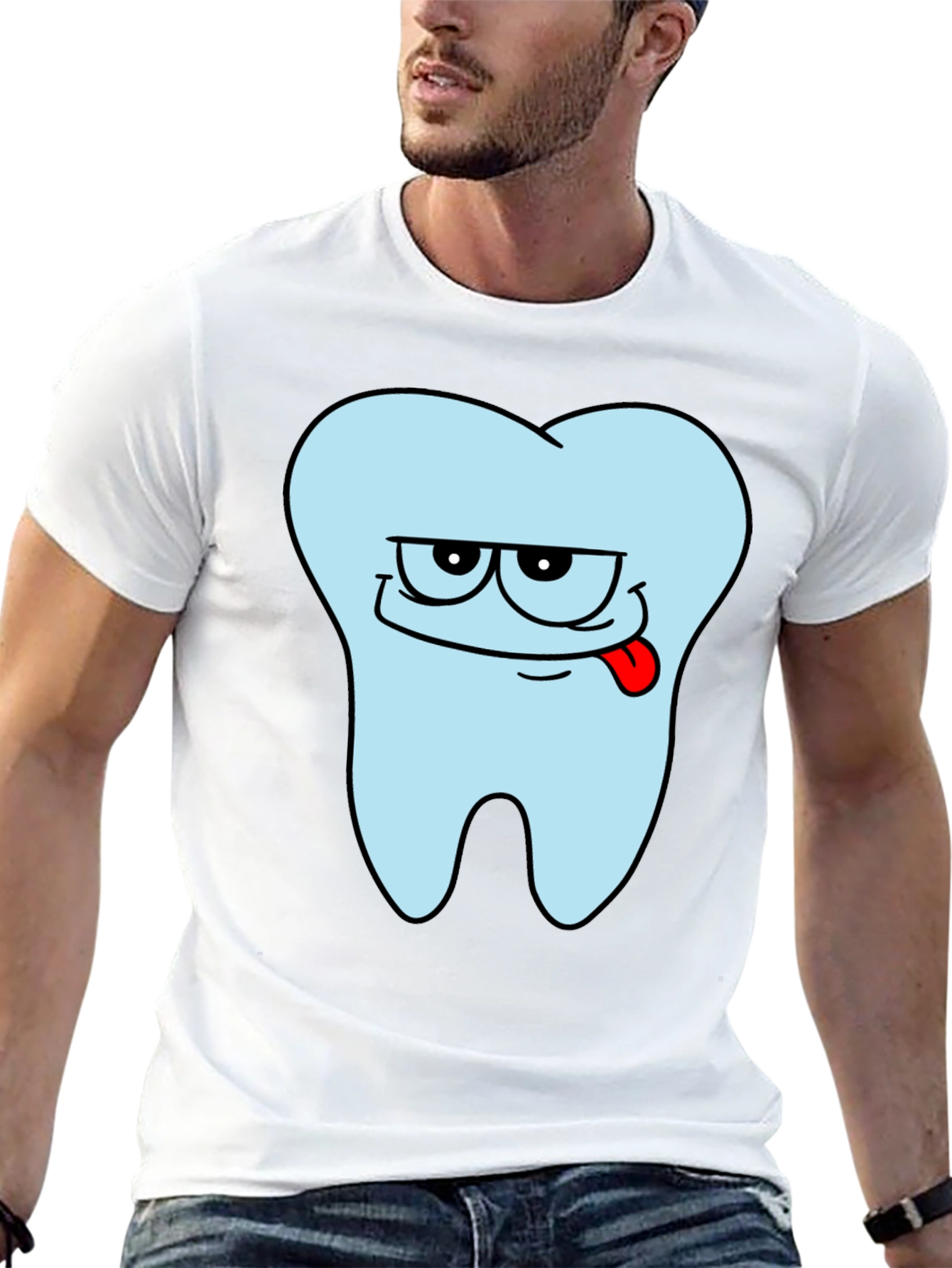 Funny Tooth Graphic Mens Black T-Shirt