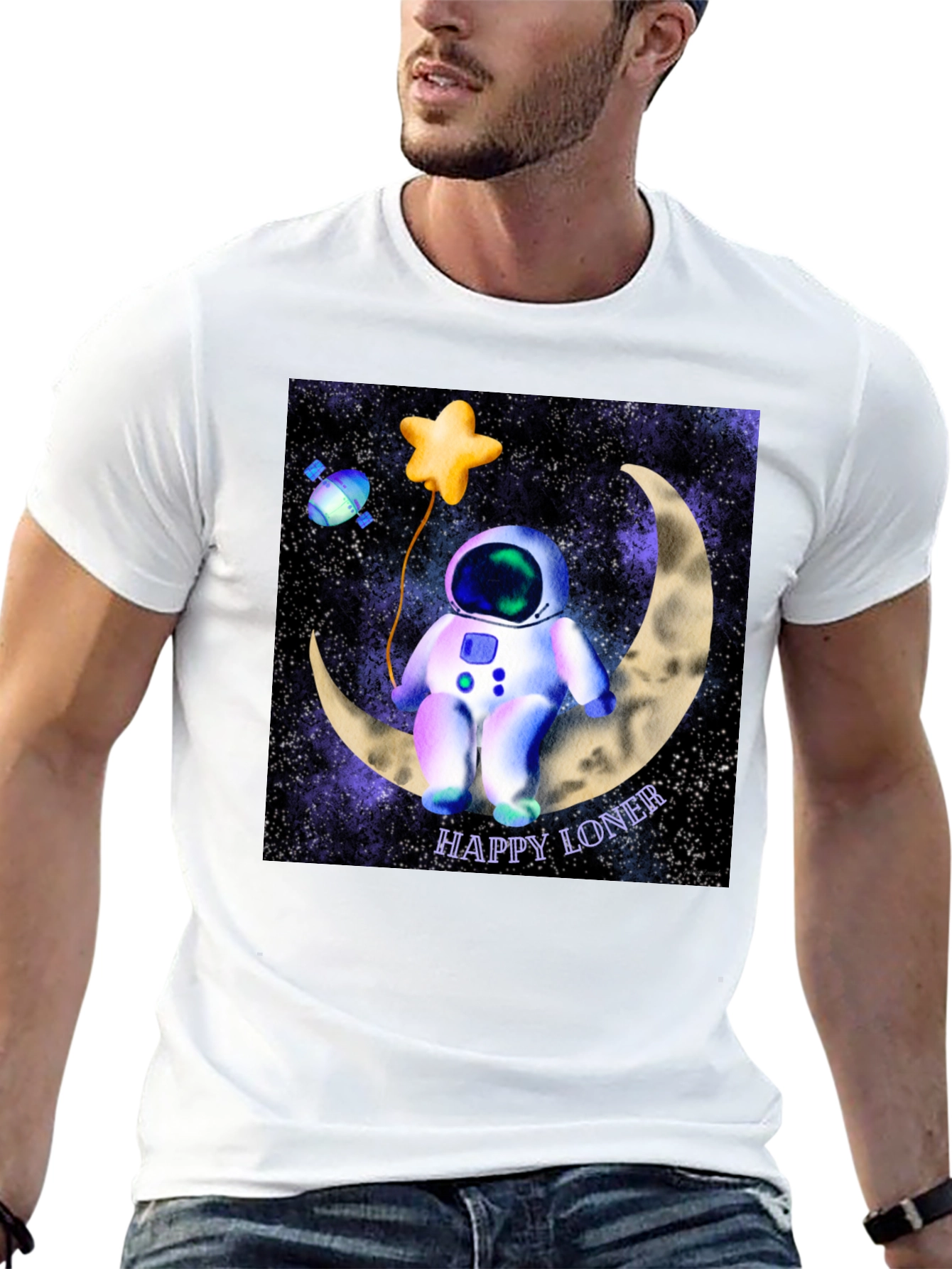 Happy Loner Astronaut Graphic T-Shirt