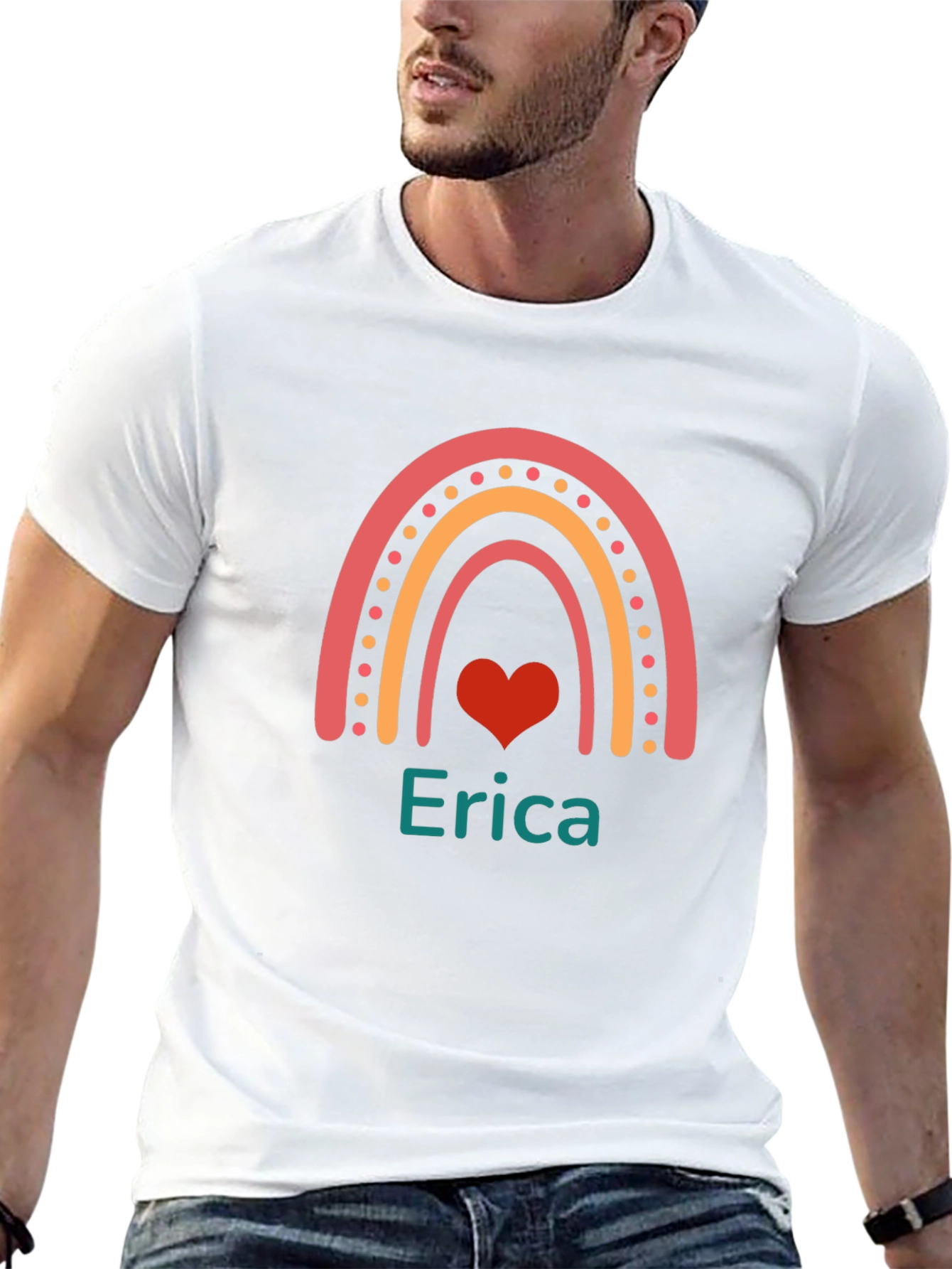 Erica Rainbow Heart Personalized T-Shirt