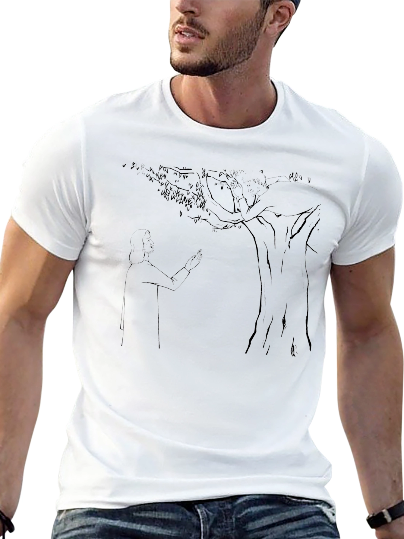 Mans Black T-Shirt with Nature Graphic