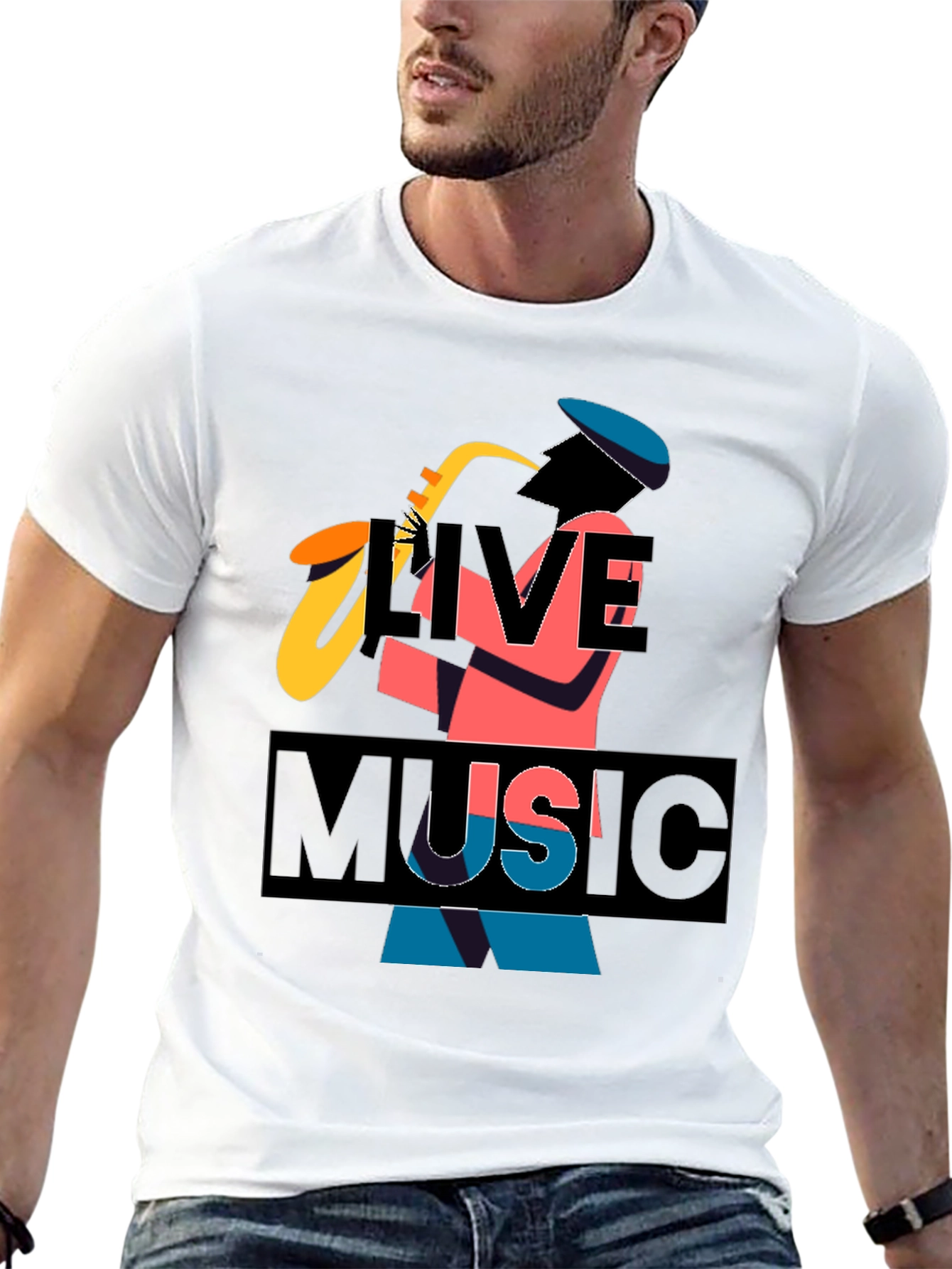 Live Music Graphic Tee - Black Cotton T-Shirt