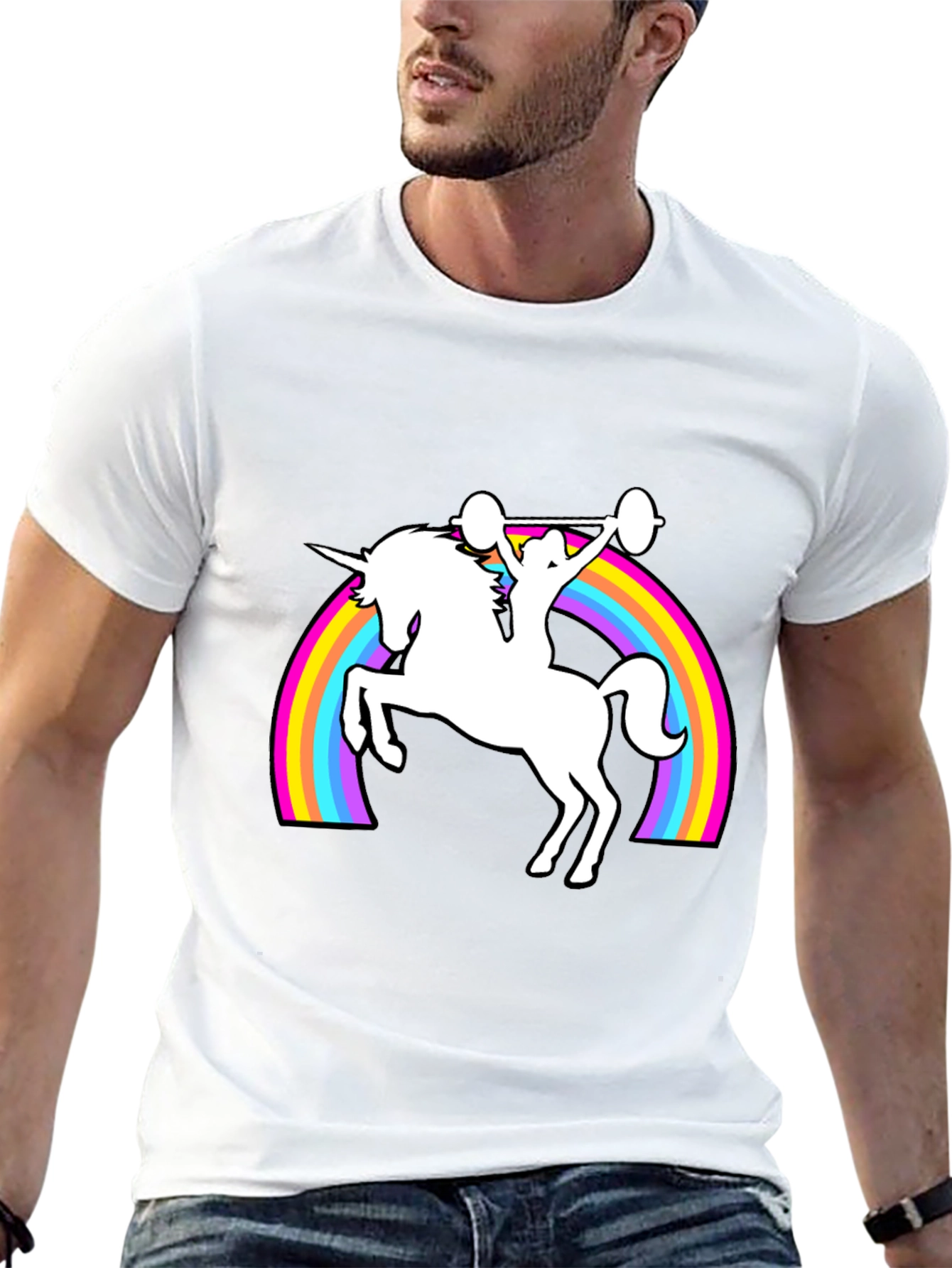 Unicorn Weightlifting Rainbow T-Shirt