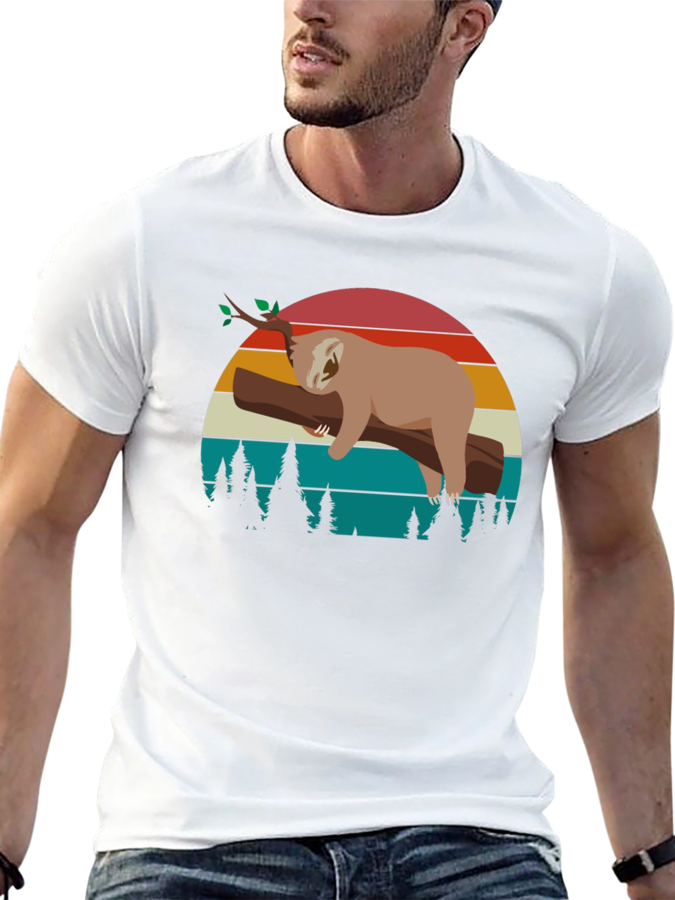 Retro Sloth Graphic Tee - Relaxed Vibe