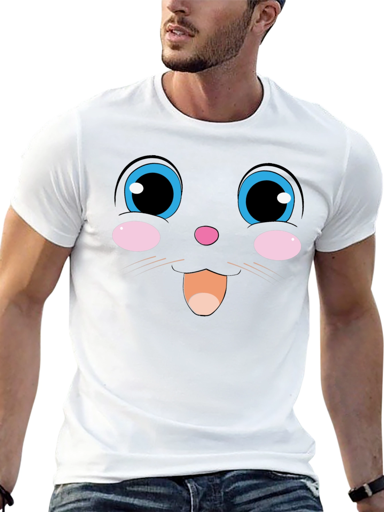 Cute Cartoon Face Graphic T-Shirt