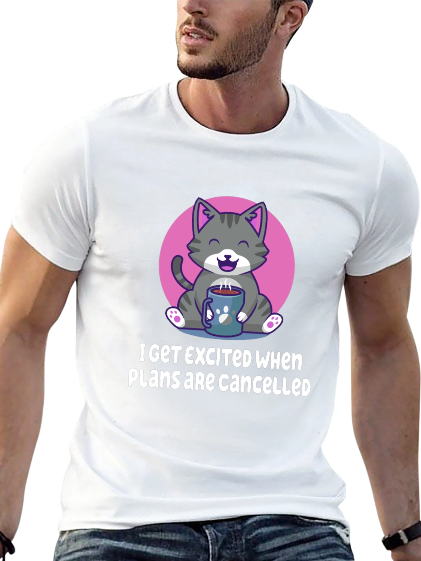 Funny Cat Coffee T-Shirt - Cancelled Plans Graphic Tee