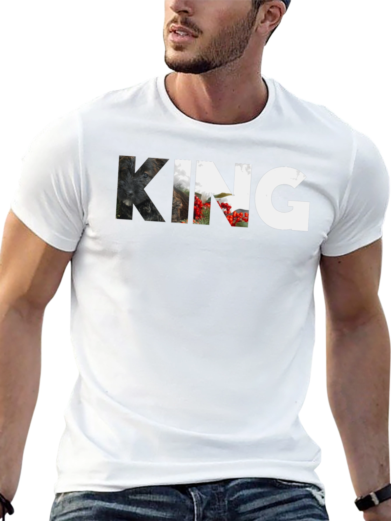 King Dog Portrait T-Shirt - Unisex Black Tee