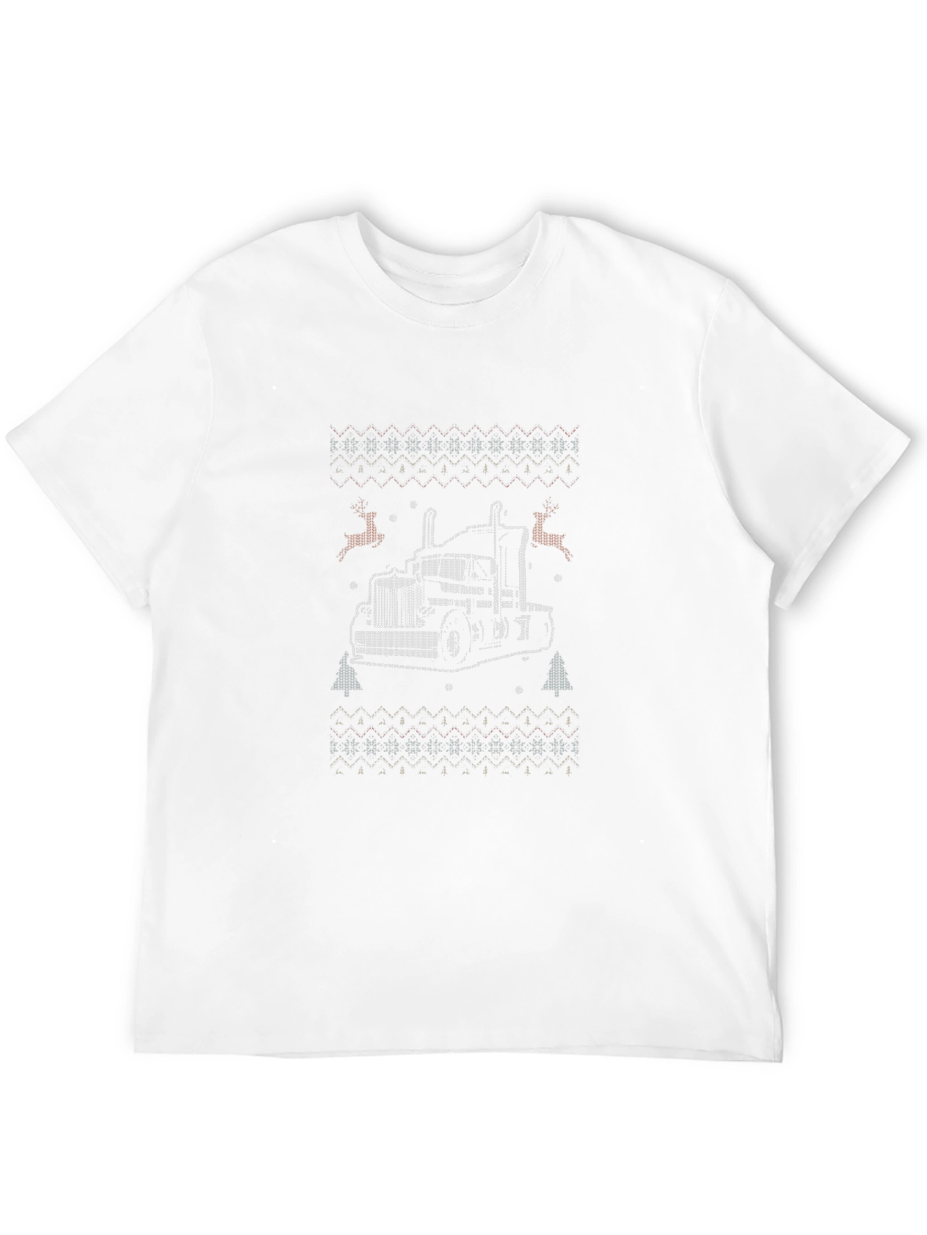 Truck Christmas Sweater Pattern Black T-Shirt