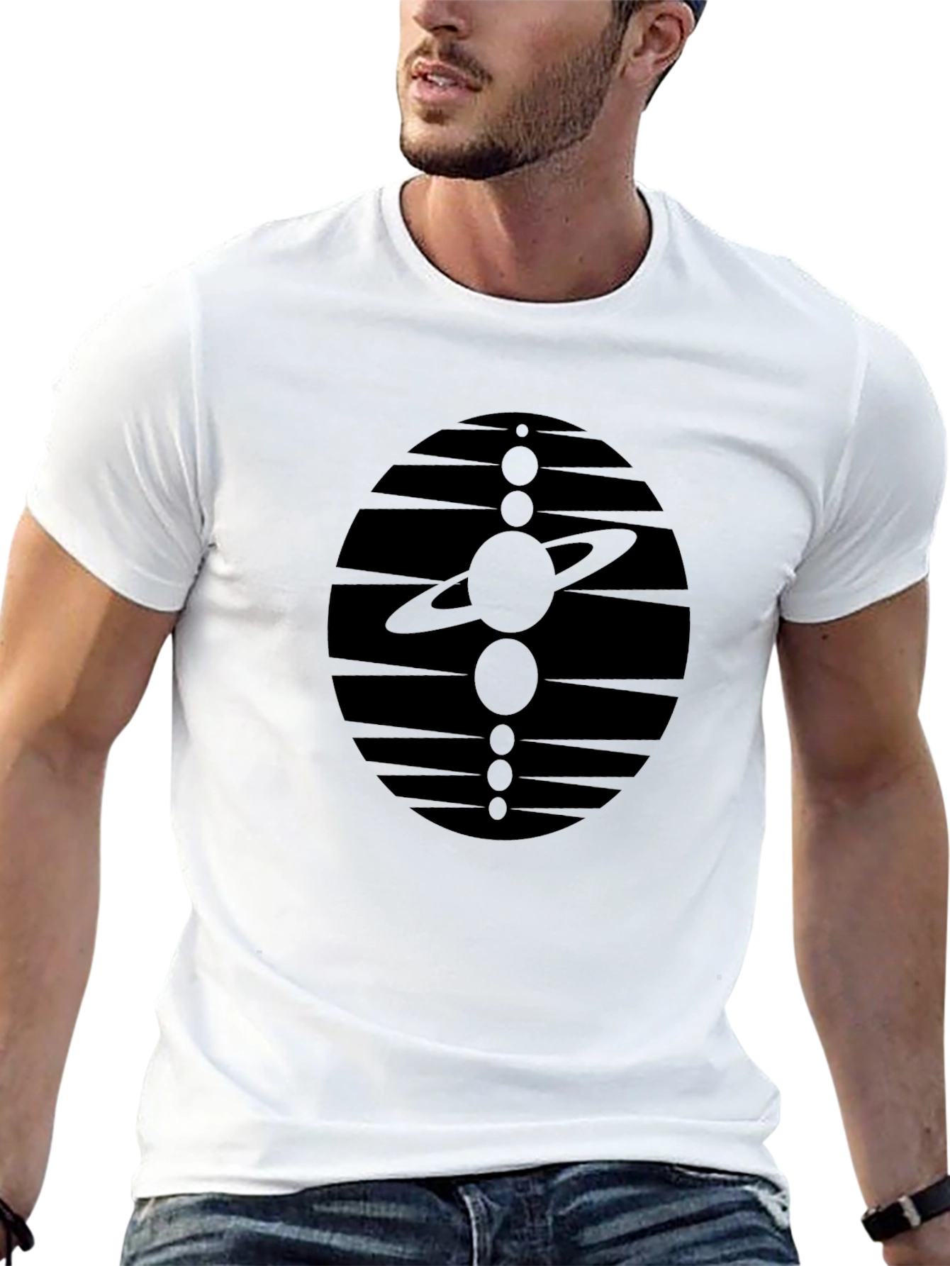 Cosmic Harmony Tee - Black Graphic Print